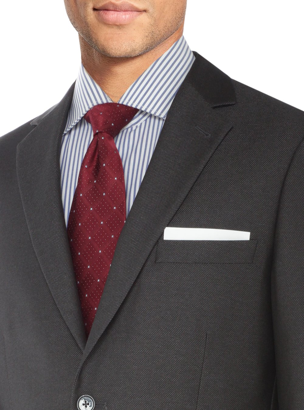 Salvatore Exte Men's Modern Fit Two-Button Sharkskin Suit Set - Jacket & Pants for Business, Weddings & Formal Events