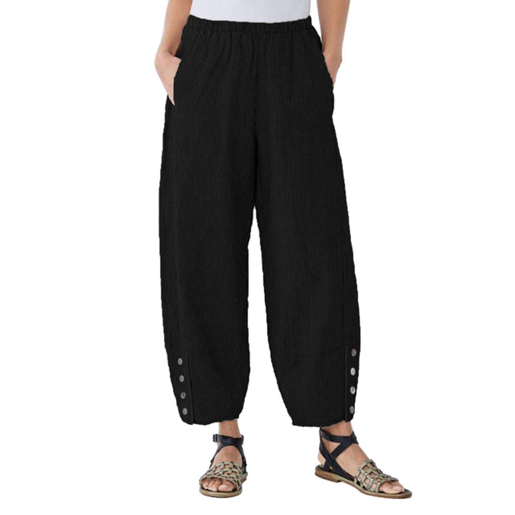 LIEIKIC Women's High Waist Striped Cotton Linen Pants - Sexy Casual Beach Trousers & Work Pants for Women | Perfect for Summer Vacations, Office Wear & Outdoor Activities