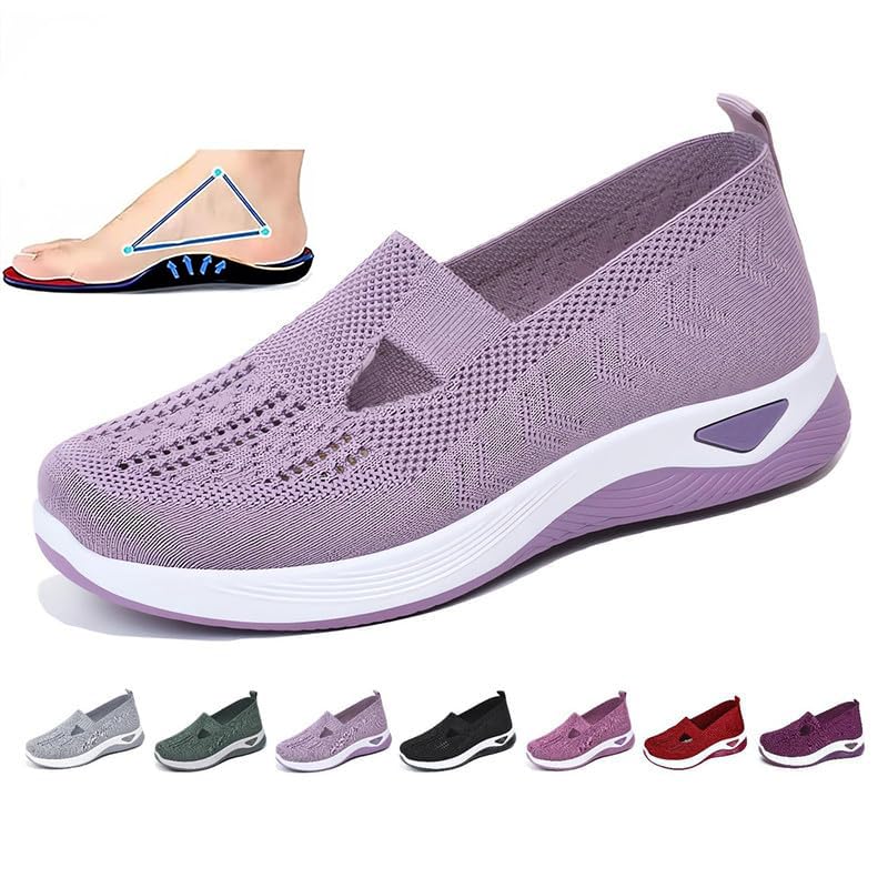**Women's Breathable Soft Sole Orthopedic Walking Shoes - Slip-On Diabetic Sneakers with Arch Support for Comfort & Pain Relief - Perfect for Walking, Travel & Daily Wear**