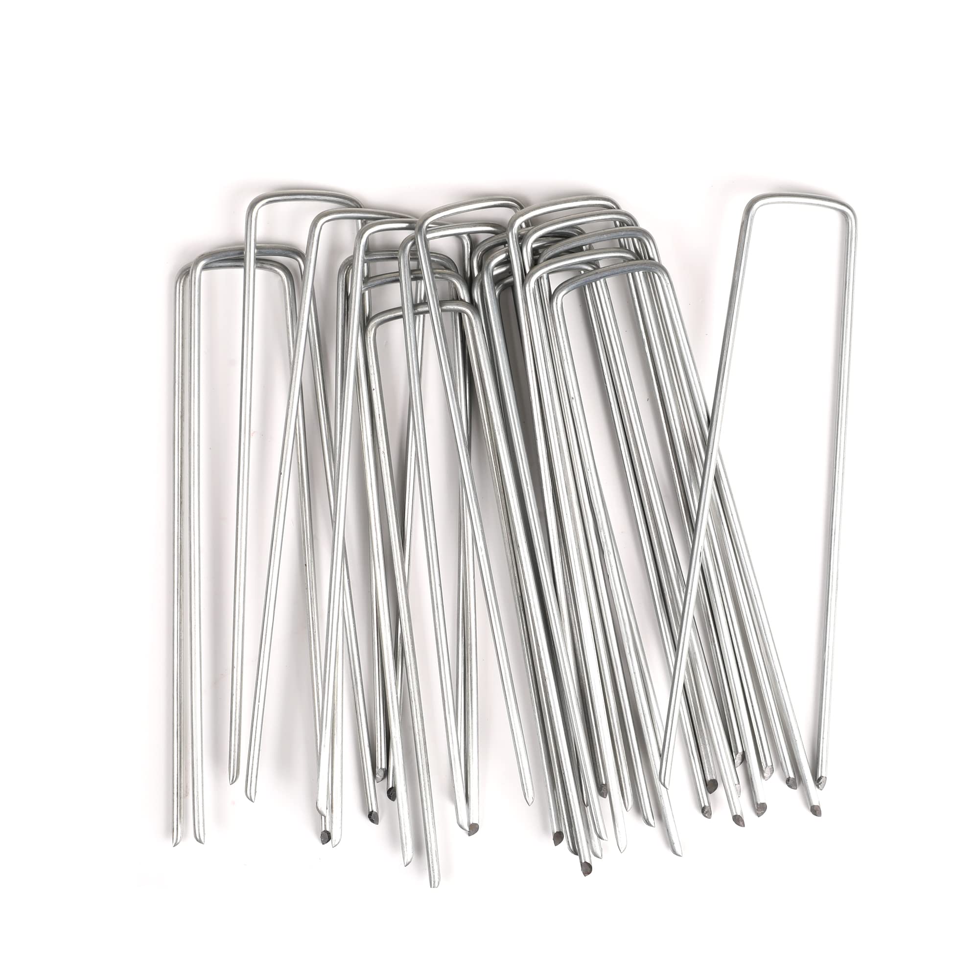 6 Inch 11 Gauge Galvanized Steel Heavy Duty U-Shaped Garden Staples - 20 Pack for Landscaping, Lawn Care & Securing Landscape Fabric | Mcomeon GSUSP20