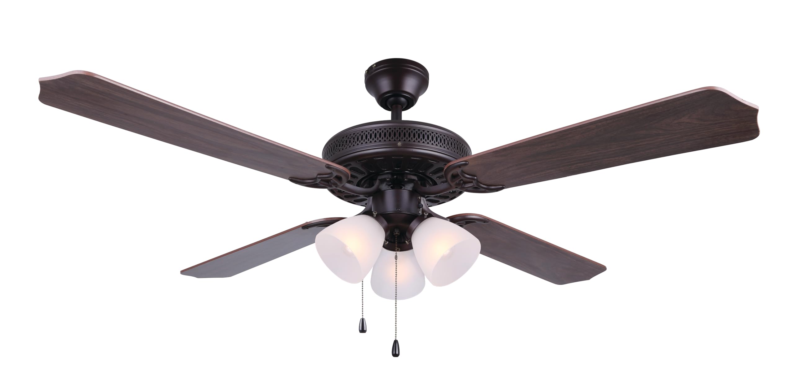 Chateau IV ORB Elegance 52-Inch Ceiling Fan with 4 MDF Blades & Oil-Rubbed Bronze Finish - Dual Mount Design, 4-Inch Malibu Glass, 3x60W Type A Bulbs - Perfect for Living Rooms, Bedrooms & Outdoor Covered Patios