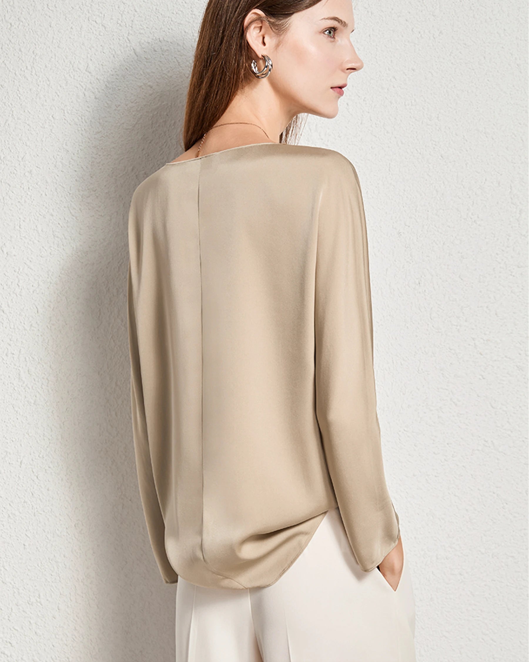 Women's Basic Round Neck Silk Blouse - Elegant & Comfortable Silk Shirt for Work & Casual Wear | Perfect for Office, Date Night & Special Occasions