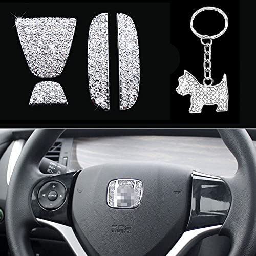 KORUIPEI Bling Steering Wheel Emblem Stickers - Compatible with Honda Civic, Accord, CRV, Odyssey (2015-2021 Models) - Luxury Car Accessories for Interior Decoration & Personalization - Perfect for Enhancing Your Vehicle's Style