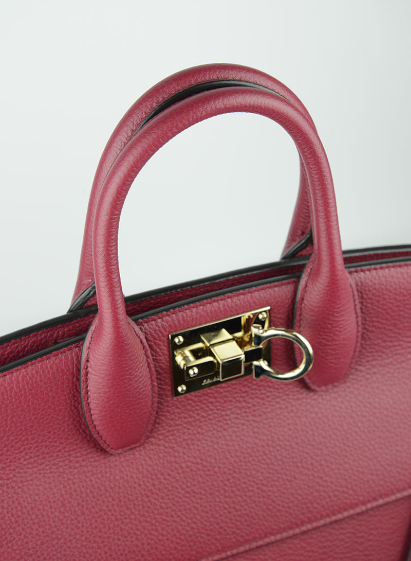Ferragamo The Studio Bag in Cherry Red - Luxury Leather Handbag for Women, Perfect for Office, Parties & Everyday Use