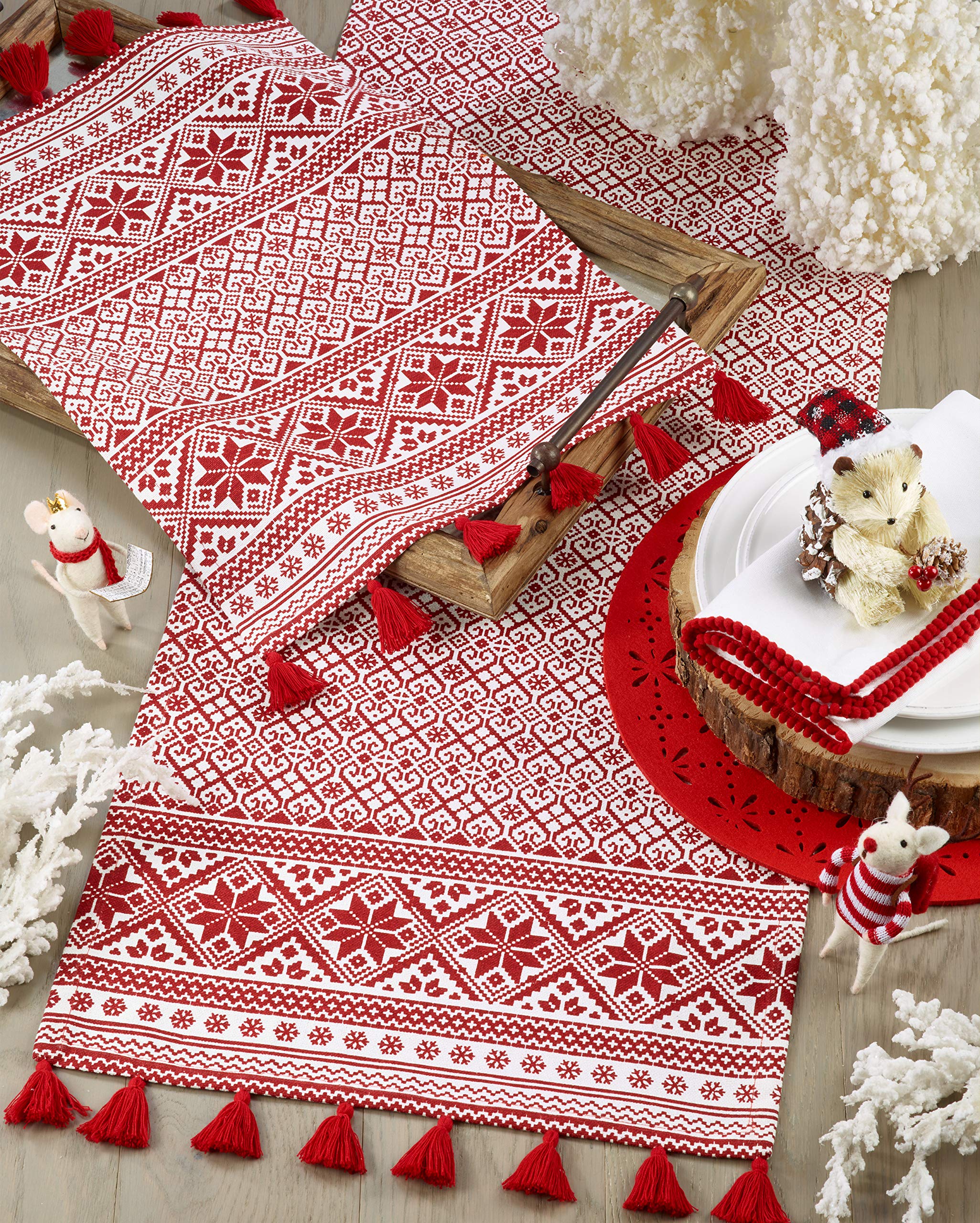 Christmas Cotton Placemats Set of 4 - Holiday Table Decor for Dining Room, Kitchen, and Christmas Party - Festive Dinner Mats for Family Gatherings & Seasonal Celebrations