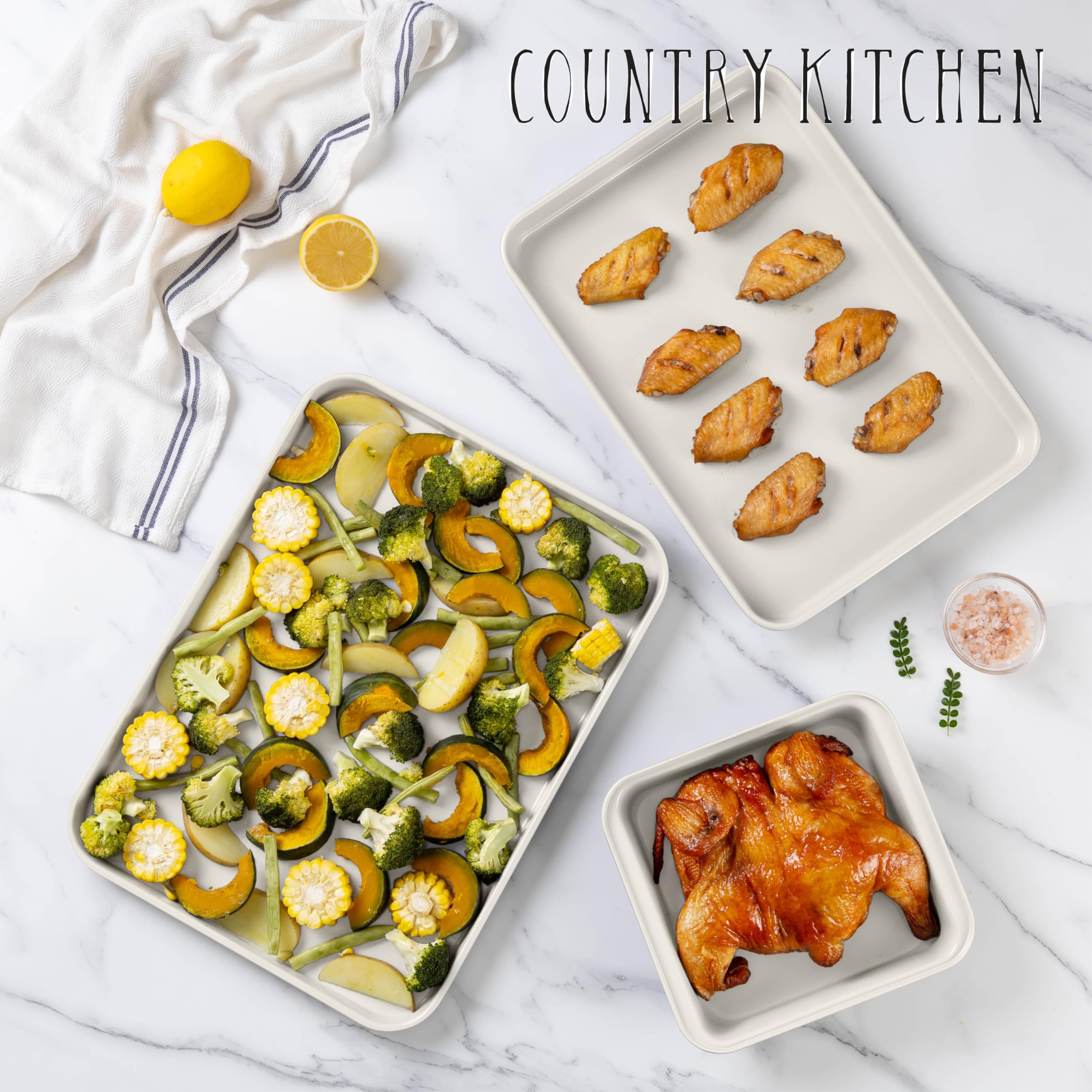 Nonstick Stackable Bakeware Set - 13-Piece Durable & Easy Release Country Kitchen Baking Set in Sage Green | Perfect for Cakes, Cookies, Bread & Holiday Baking