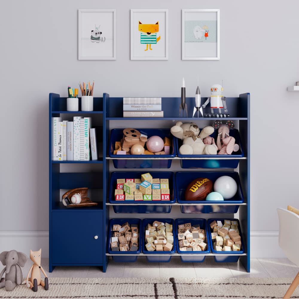 Sturdis 8-Piece Blue Kids Book and Toy Storage Organizer Set - Durable Plastic Storage Bins for Nursery, Playroom & Classroom Organization - Perfect for Books, Toys, Arts & Crafts Supplies