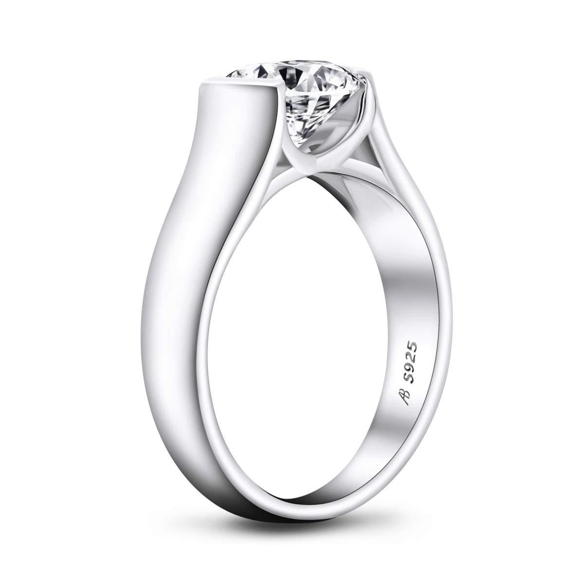 AINUOSHI 2.0 Carat Moissanite Engagement Ring for Women, Sterling Silver Wedding Band, Round Cut Anniversary Jewelry Gift - Perfect for Proposals, Bridal Sets & Romantic Occasions