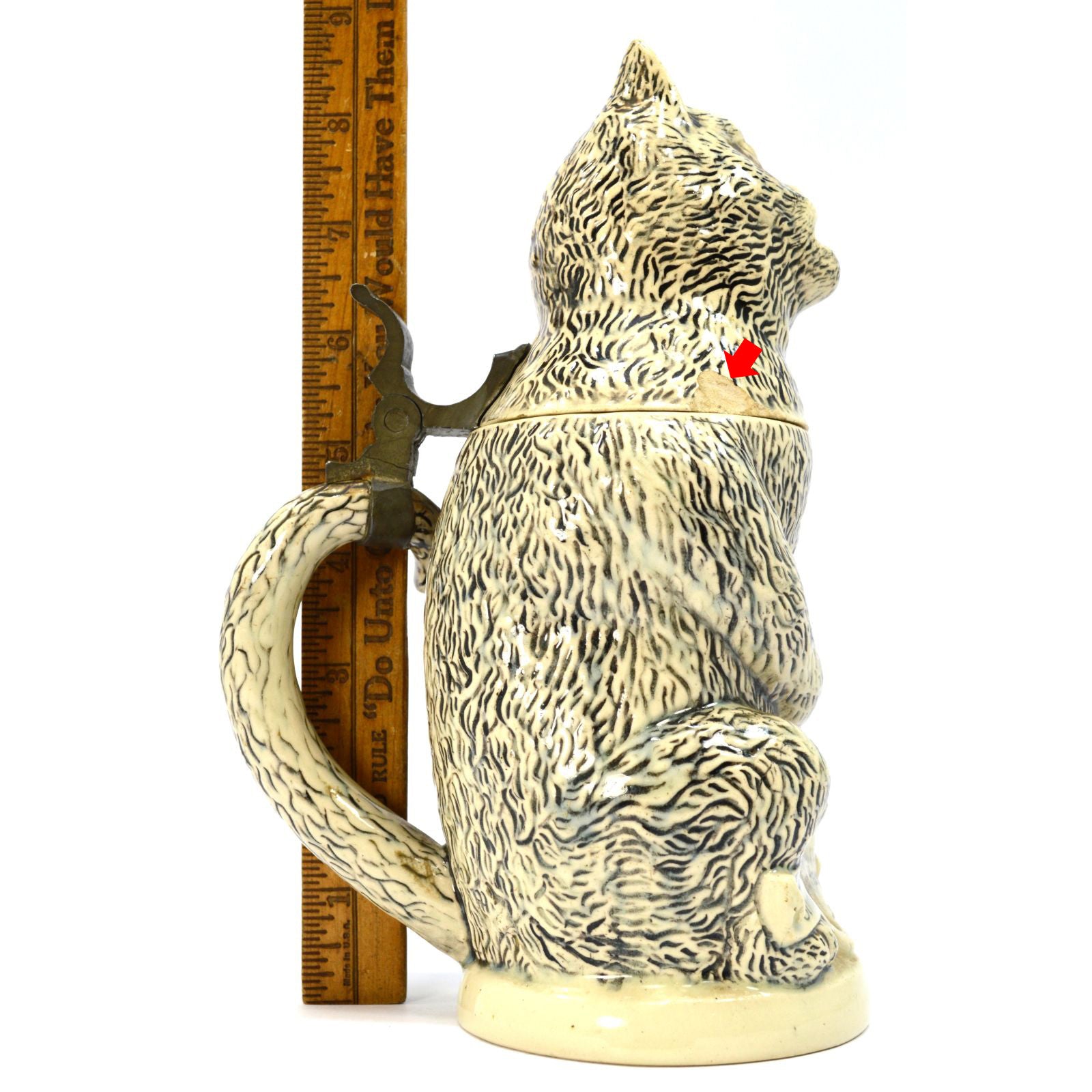 Antique German Character Beer Stein - Drunk Hungover Cat #1000 Steinzeugwerke 19th Century - Perfect for Collectors & Beer Enthusiasts