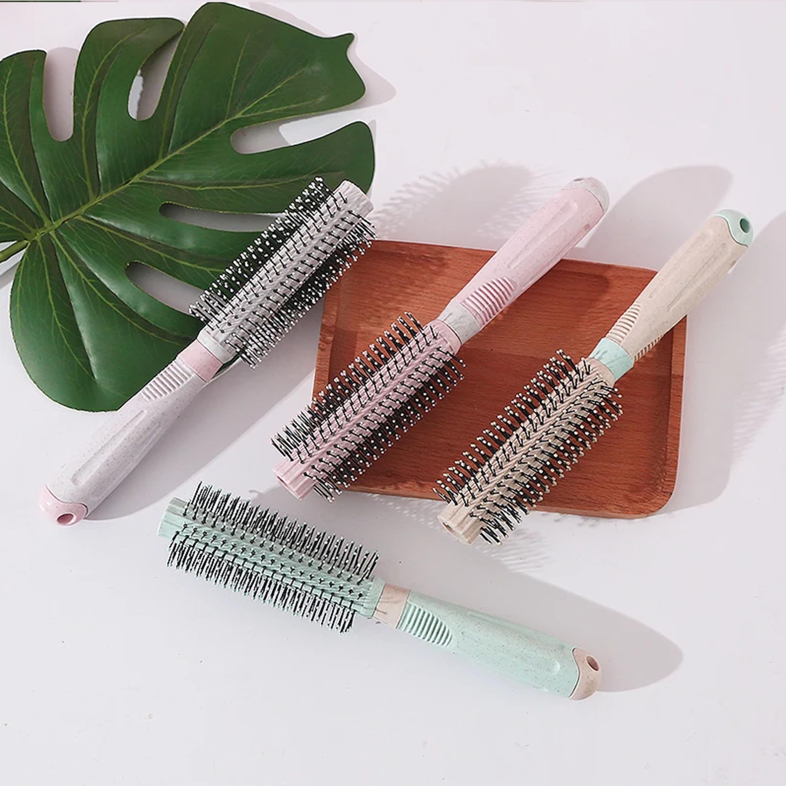 BlackLaoban Round Hair Brush for Blow Drying & Styling - Soft Nylon Bristles for Curly or Straight Hair - Perfect for Women & Men (Light Pink) - Ideal for Salon, Home Use & Travel Styling