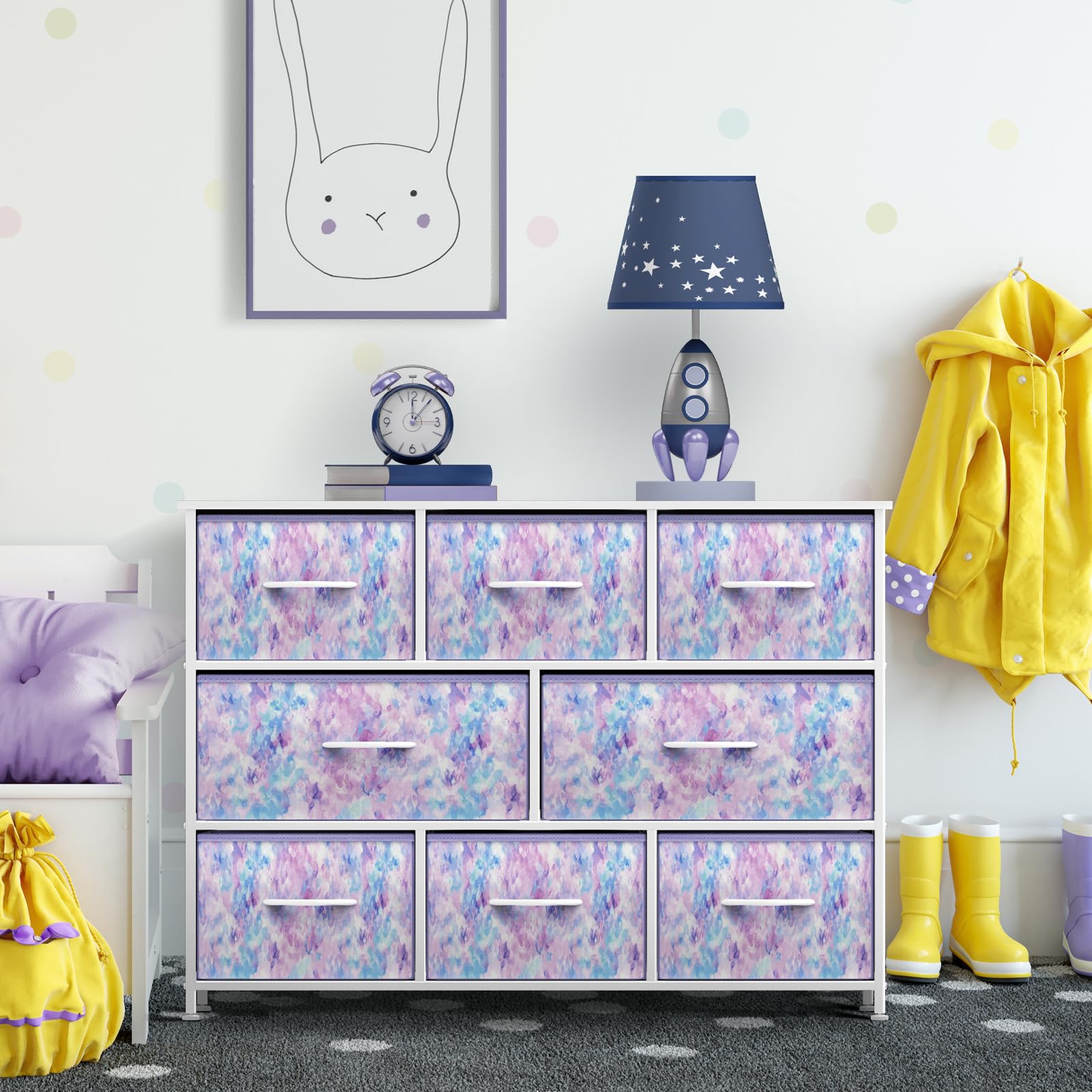 Sorbus 8-Drawer Kids Dresser with Steel Frame & Wood Top - Fabric Bin Storage Organizer for Clothes, Toys & Nursery Essentials - Perfect for Bedroom, Hallway, Kids Room & Closet Organization