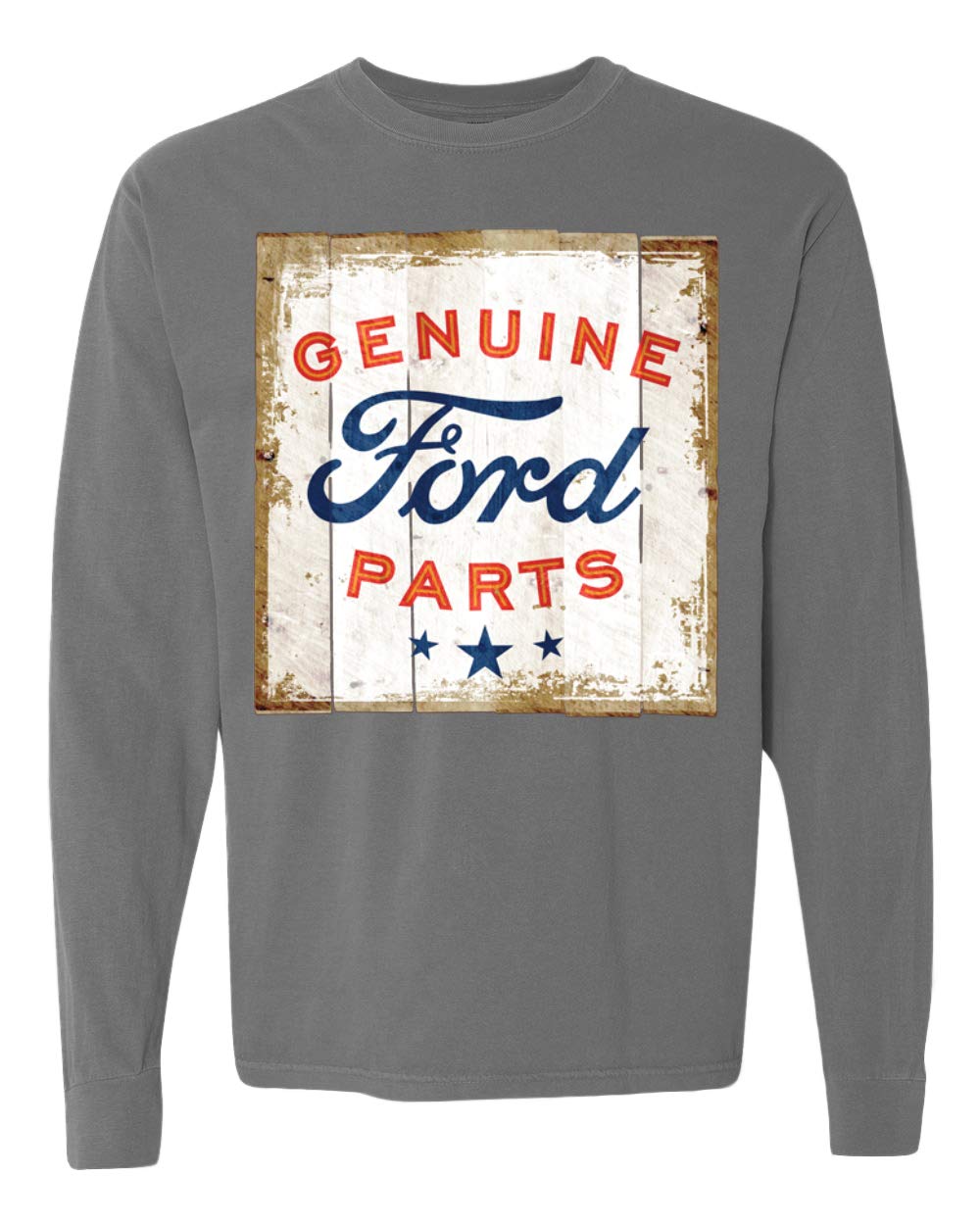Genuine Ford Motors Parts Sign Cars & Trucks Vintage Washed Look Long Sleeve T-Shirt for Men - Comfortable Cotton Shirt for Car Enthusiasts, Mechanics & Ford Fans (Perfect for Garage Work, Car Shows & Casual Wear)