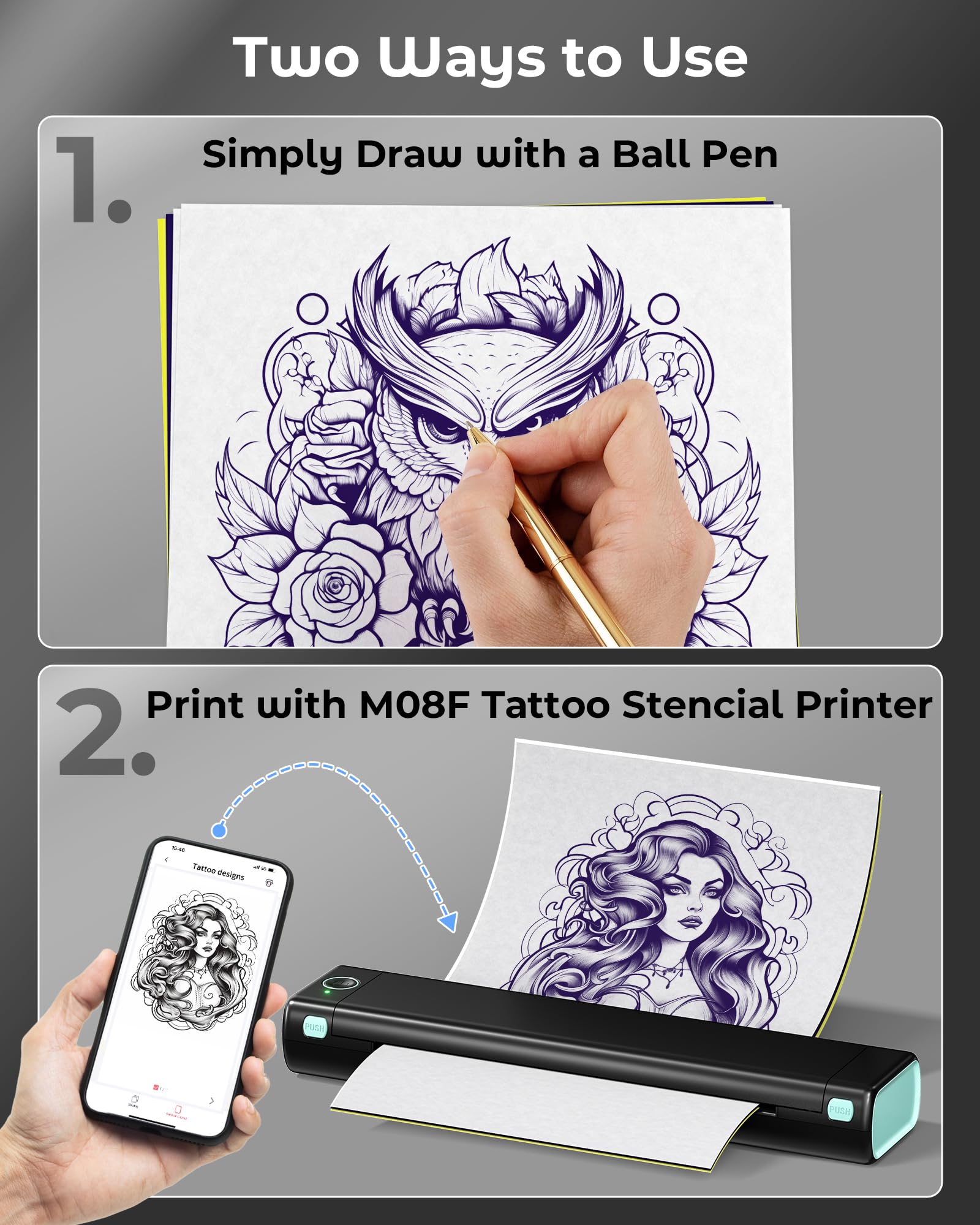 Itari 100 Sheets Tattoo Transfer Paper - 4 Layer Tattoo Stencil Paper for Tattoo Printers & Machines, A4 Size 8.26