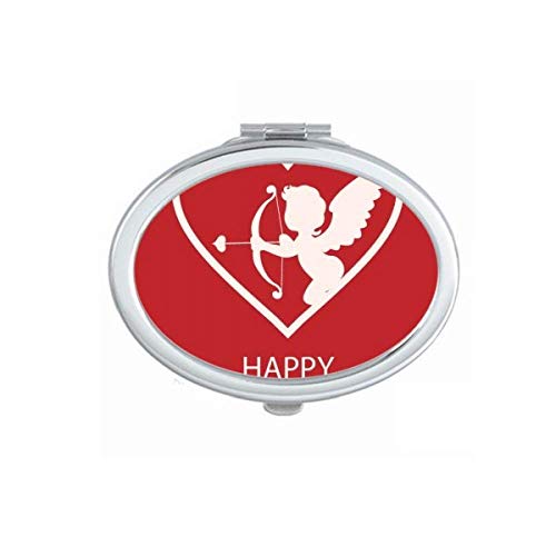 DIYthinker White Angel Arrow Valentine's Day Mirror - Portable Folding Double-Sided Makeup Mirror with Stand, Perfect for Travel, Home Vanity & Gift Giving