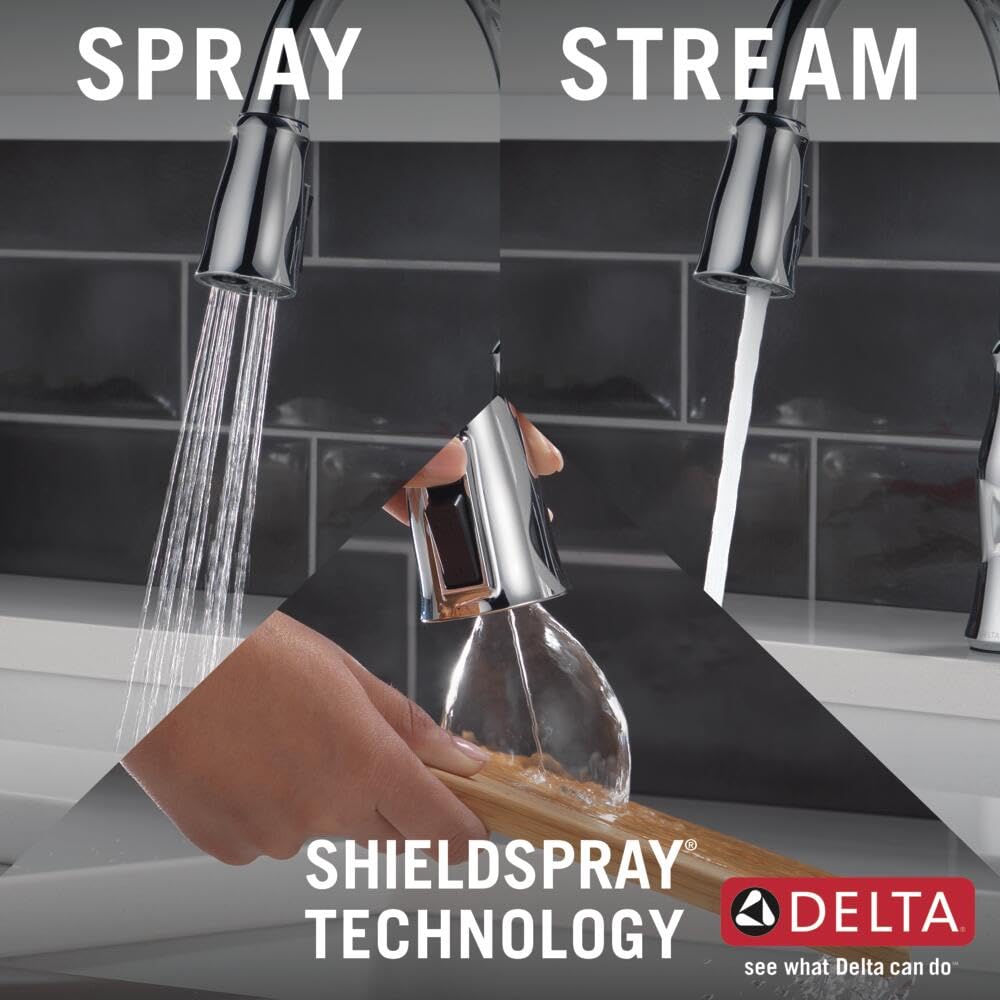 Delta Ophelia Pull Down Kitchen Faucet in Chrome - Magnetic Docking Spray Head, Single Handle High Arc Design for Modern Kitchens | Perfect for Washing Dishes, Filling Pots & Daily Cooking Tasks
