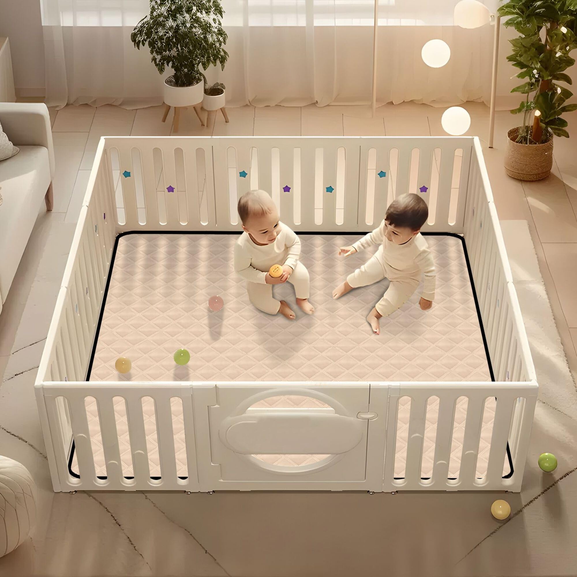 Soft Peach Foam Baby Playmat - 50'' x 50'' Non-Toxic Tummy Time Mat for Infants & Toddlers | Indoor/Outdoor Use, Breathable & Cozy Floor Mat for Crawling, Playtime & Nursery Decor