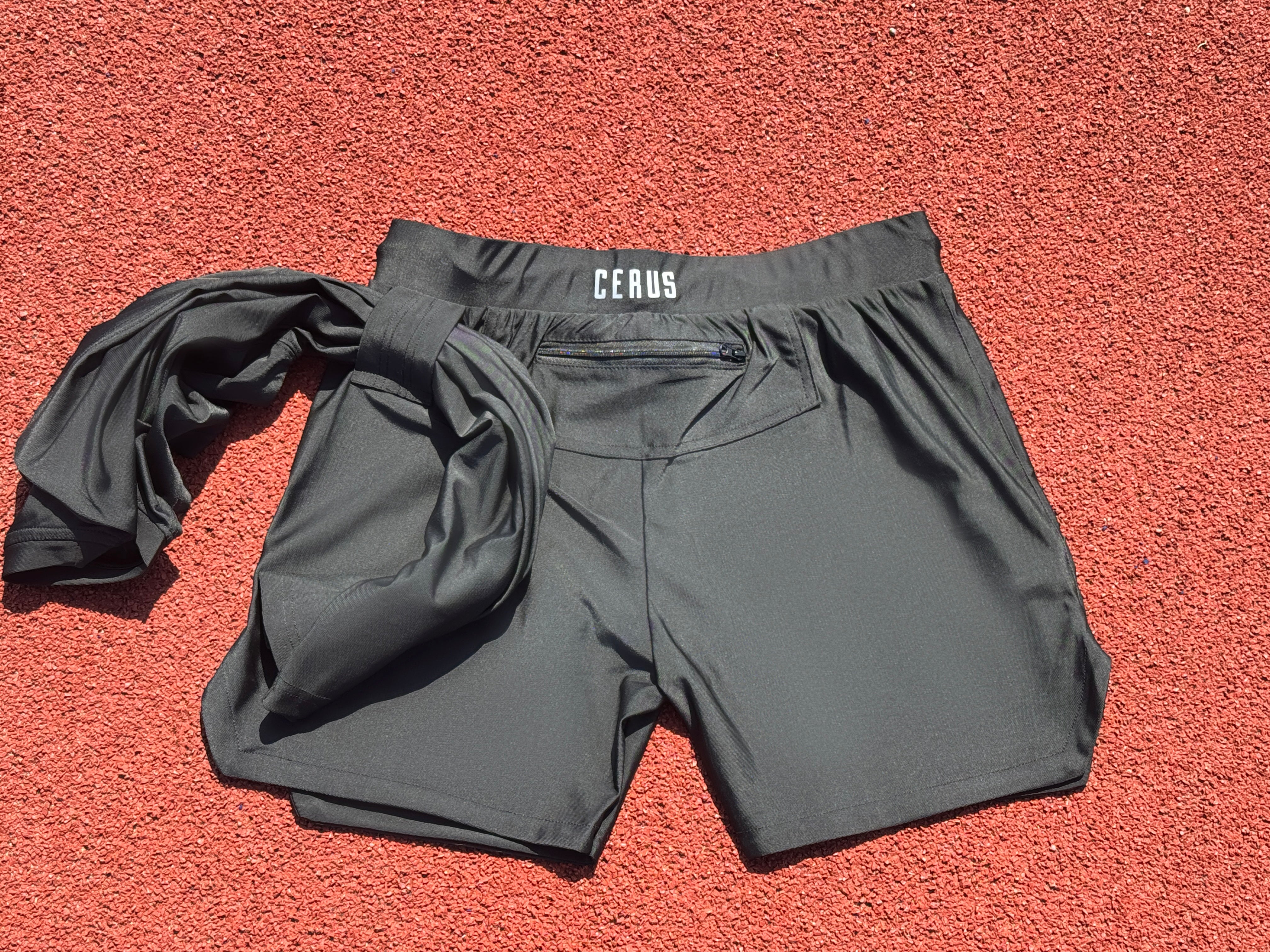 Cerus Black Titan Linerless Shorts - Moisture-Wicking, Quick-Dry, Breathable Workout & Running Shorts for Men - Perfect for Gym, Jogging, and Outdoor Activities