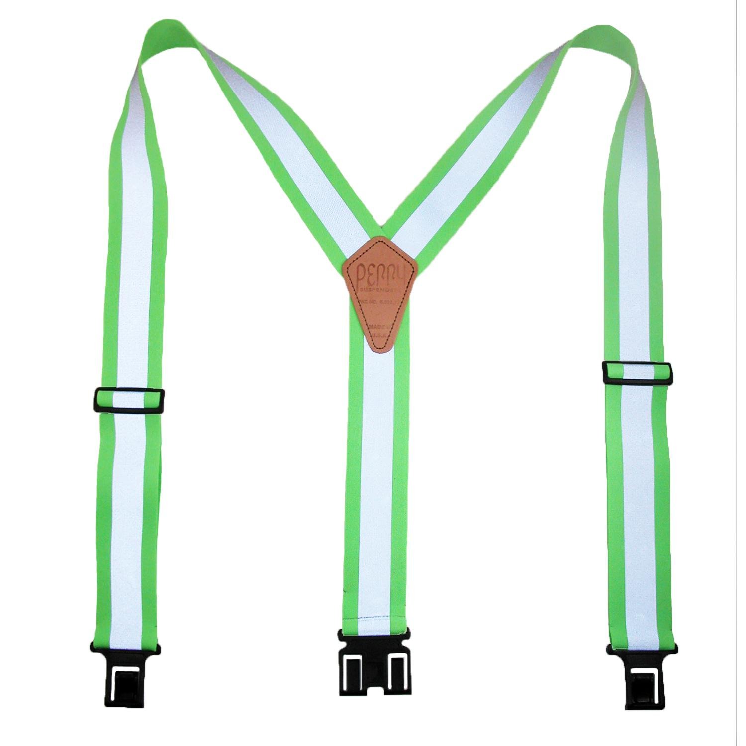 Perry Suspenders for Men - Big & Tall Elastic Adjustable Hook End Reflective Suspenders - Heavy Duty Workwear & Safety Gear for Construction, Police & Outdoor Activities