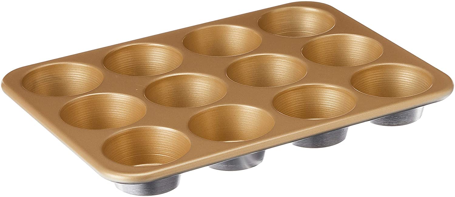 Nordic Ware Naturals 12-Cup Non-Stick Aluminum Muffin Pan - 2.75 Inch Cups for Baking Cupcakes, Muffins & Mini Pies - Perfect for Home Baking, Parties & Holiday Treats