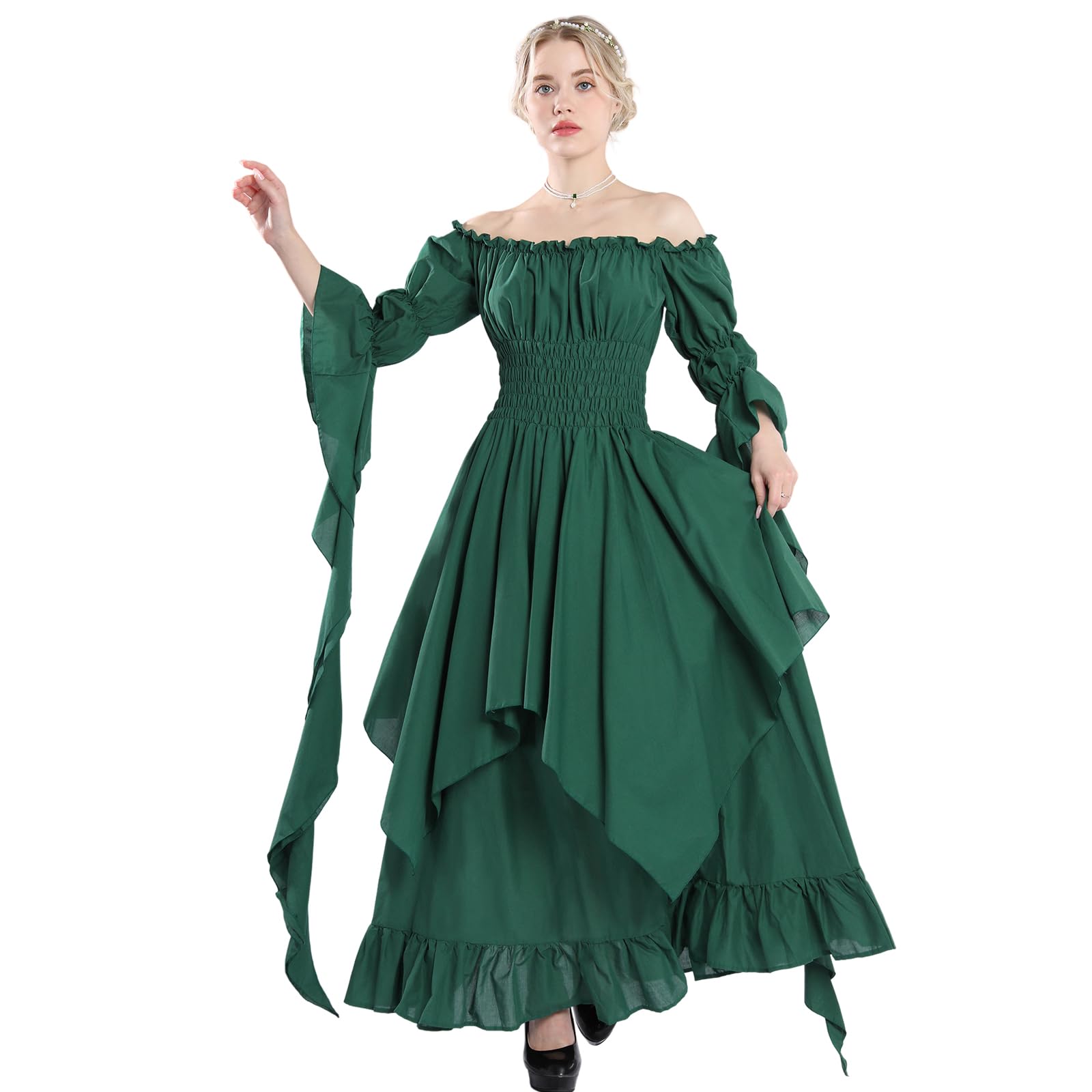 Victorian Renaissance Gothic Witch Dress for Women - Elegant Medieval Wedding Costume - Perfect for Halloween, Cosplay, Renaissance Fairs & Themed Parties