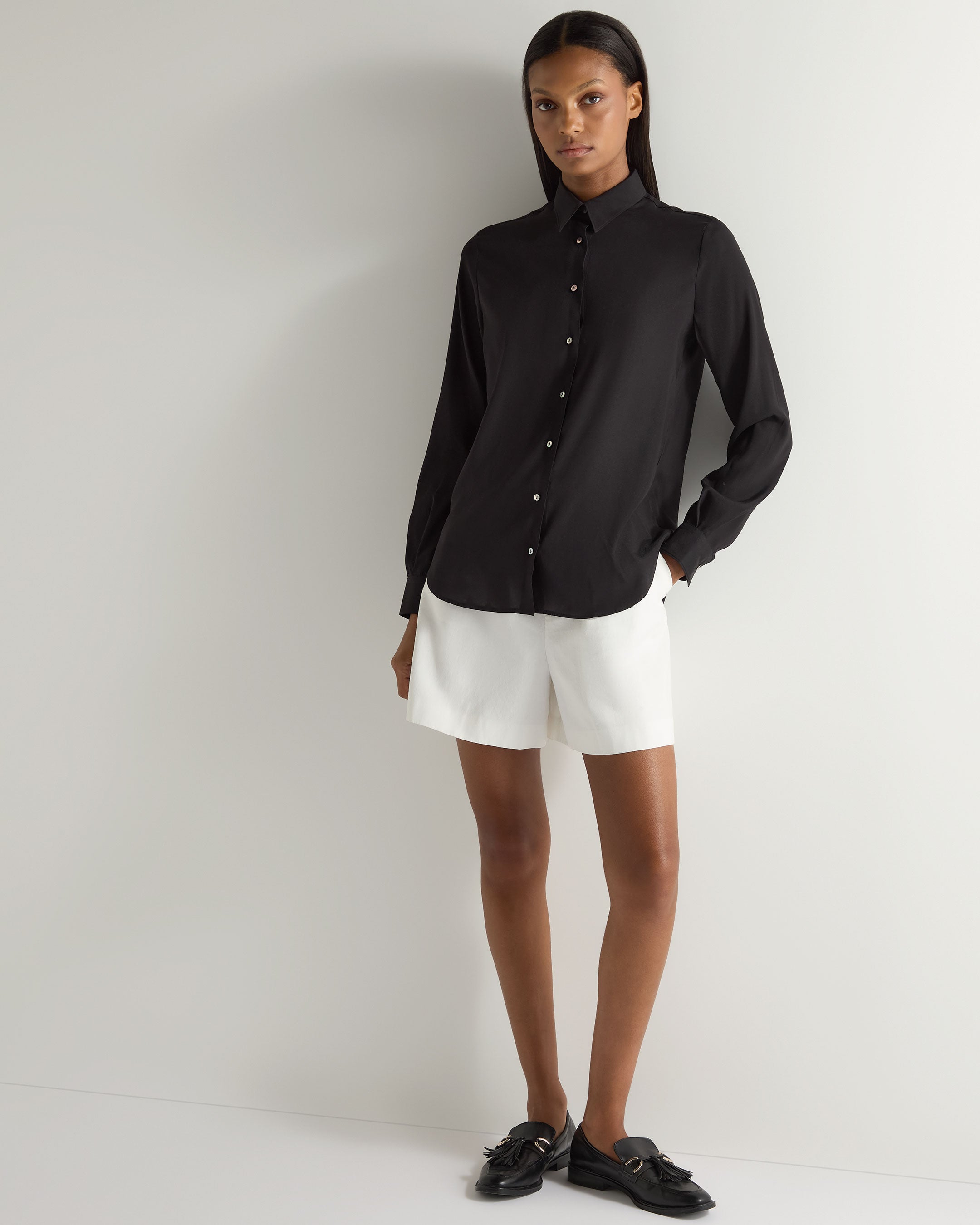 Women's Rochelle Silk Shirt - Black | Elegant Blouse for Work & Evening Wear | Comfortable & Stylish Silk Top for Office & Special Occasions