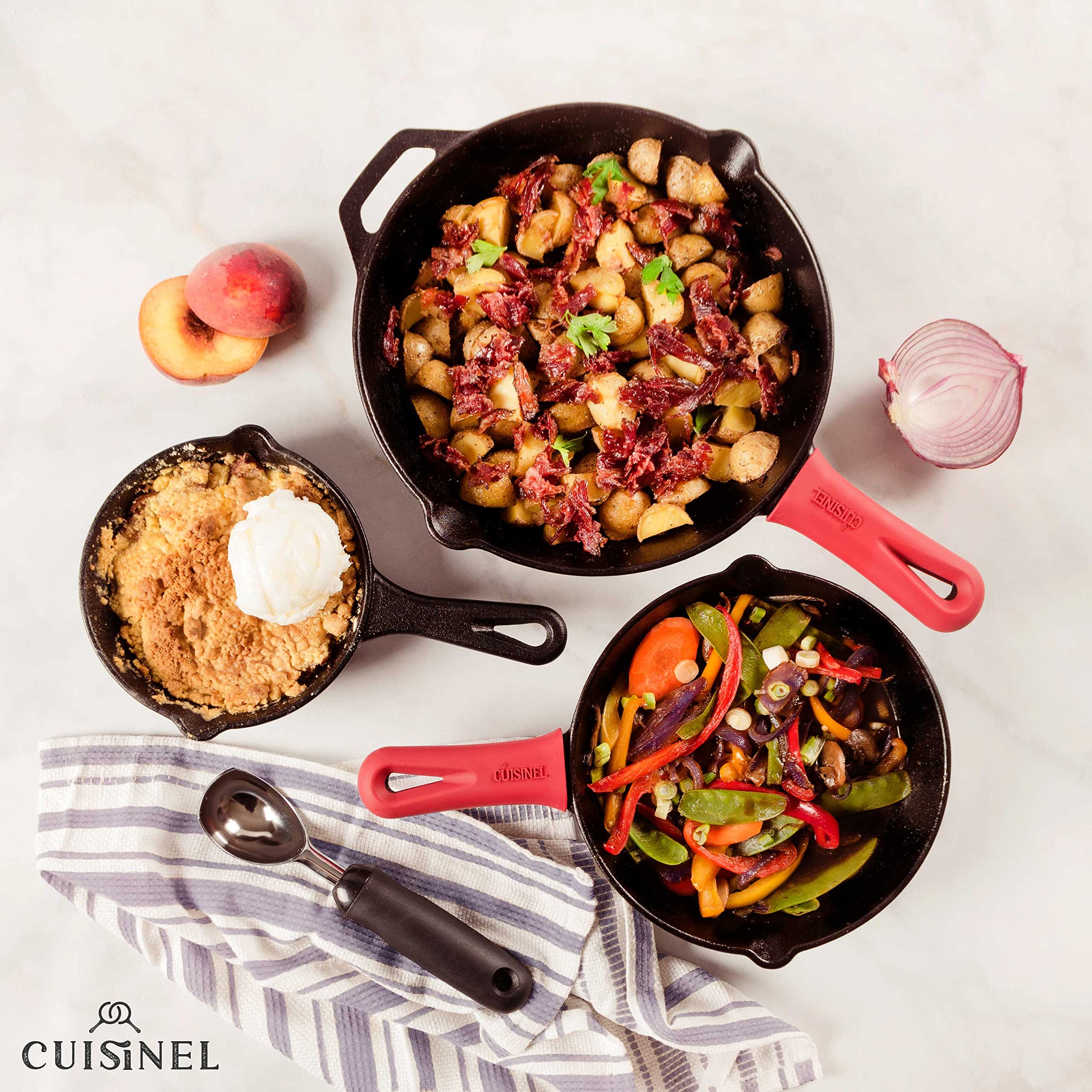 Premium 3-Piece Cast Iron Skillet Set - 6