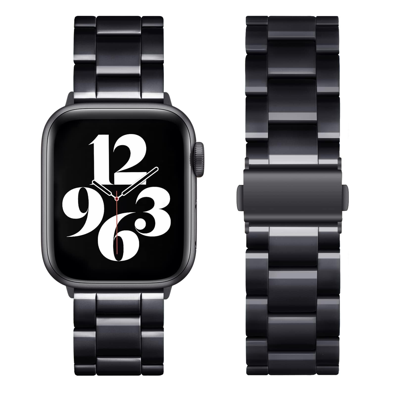 Premium Resin Apple Watch Band Compatible with 38mm 40mm 41mm iWatch Series 9/8/7/6/5/4/3/2/1/SE - Lightweight Elegant Dressy Strap for Women & Men (Black) | Perfect for Workouts, Office Wear & Everyday Fashion