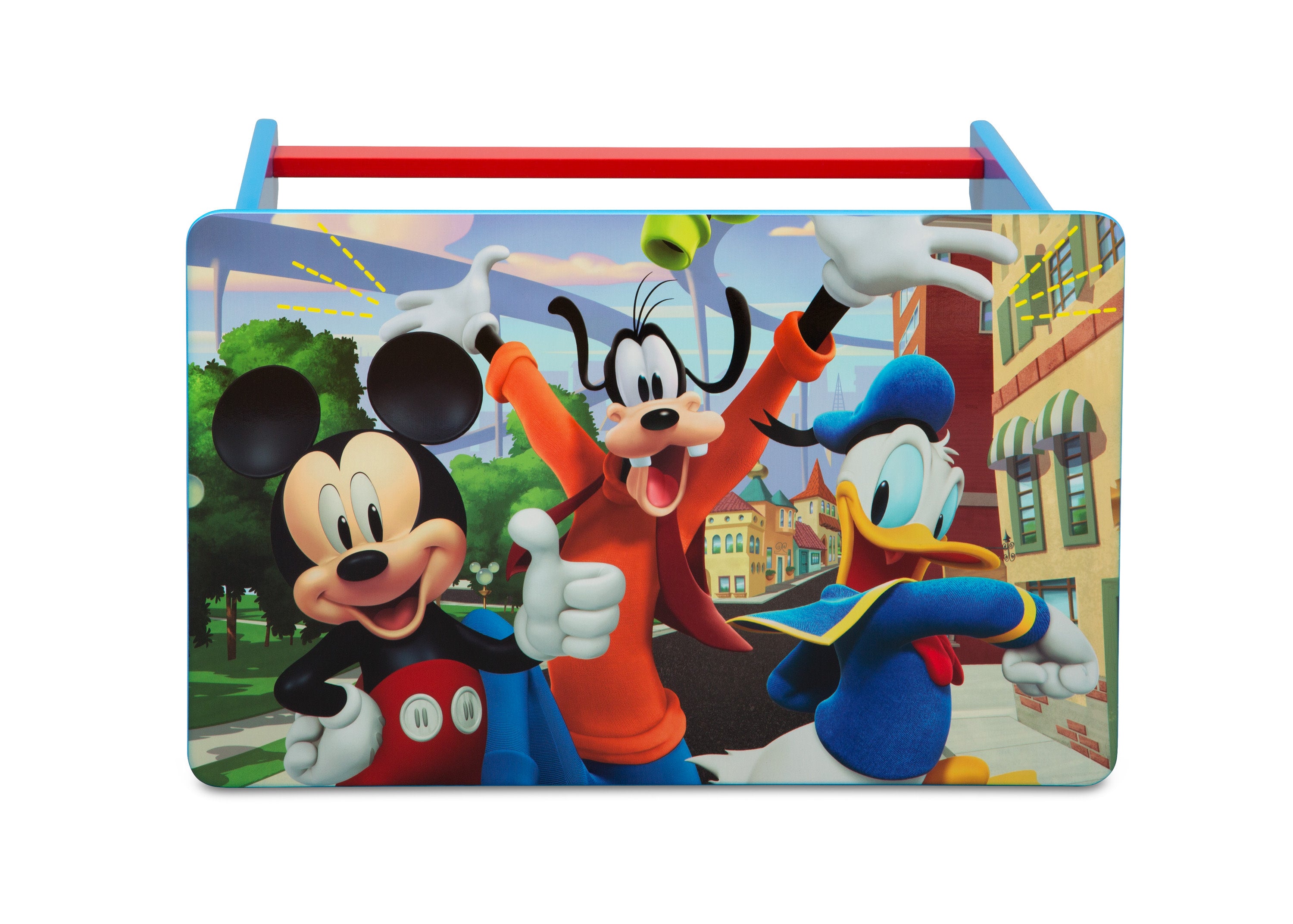 Mickey Mouse 4-Piece Kids Bedroom Set - Toddler Bed, Toy Storage Bin & Study Desk with Chair - Perfect for Disney-Themed Nursery & Preschool Room Decor