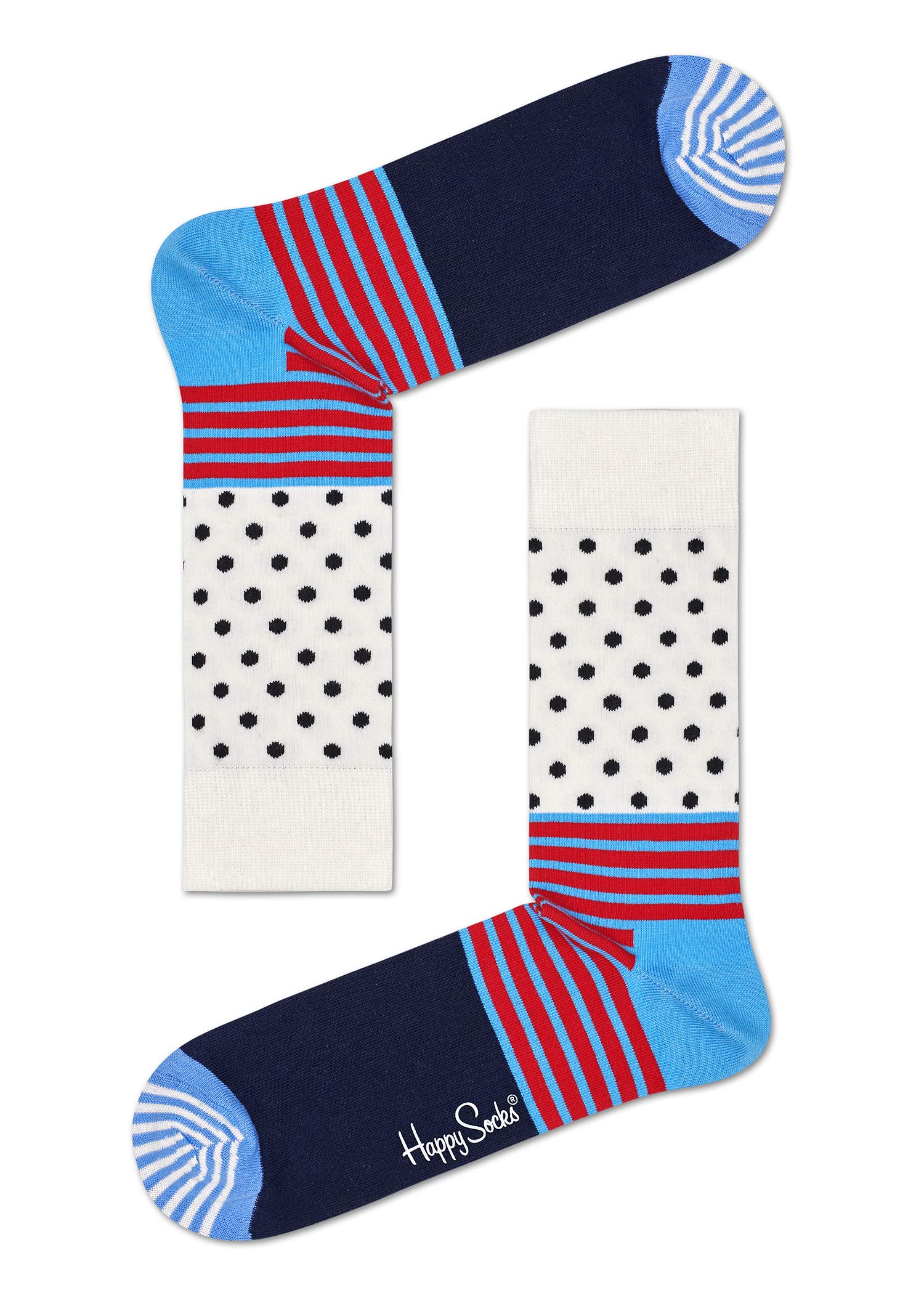 Happy Socks for Men - Striped & Polka Dot Pattern Crew Socks - Comfortable Cotton Blend Casual & Dress Socks for Work, Gym & Everyday Wear