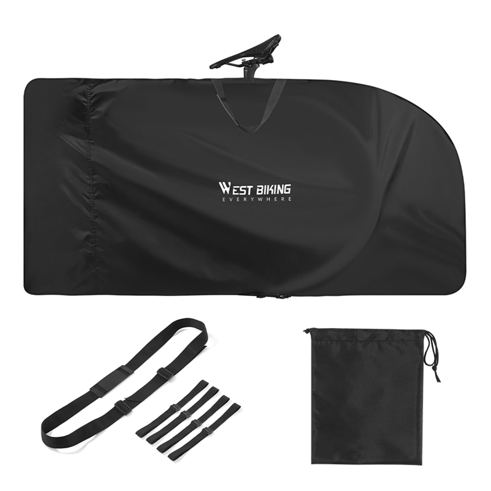 CamGo Foldable Bike Travel Bag - Durable Bicycle Carrier Case for 27.5 Inch Bikes - Waterproof Cycling Transport Bag for Outdoor Adventures, Commuting & Air Travel (Black)