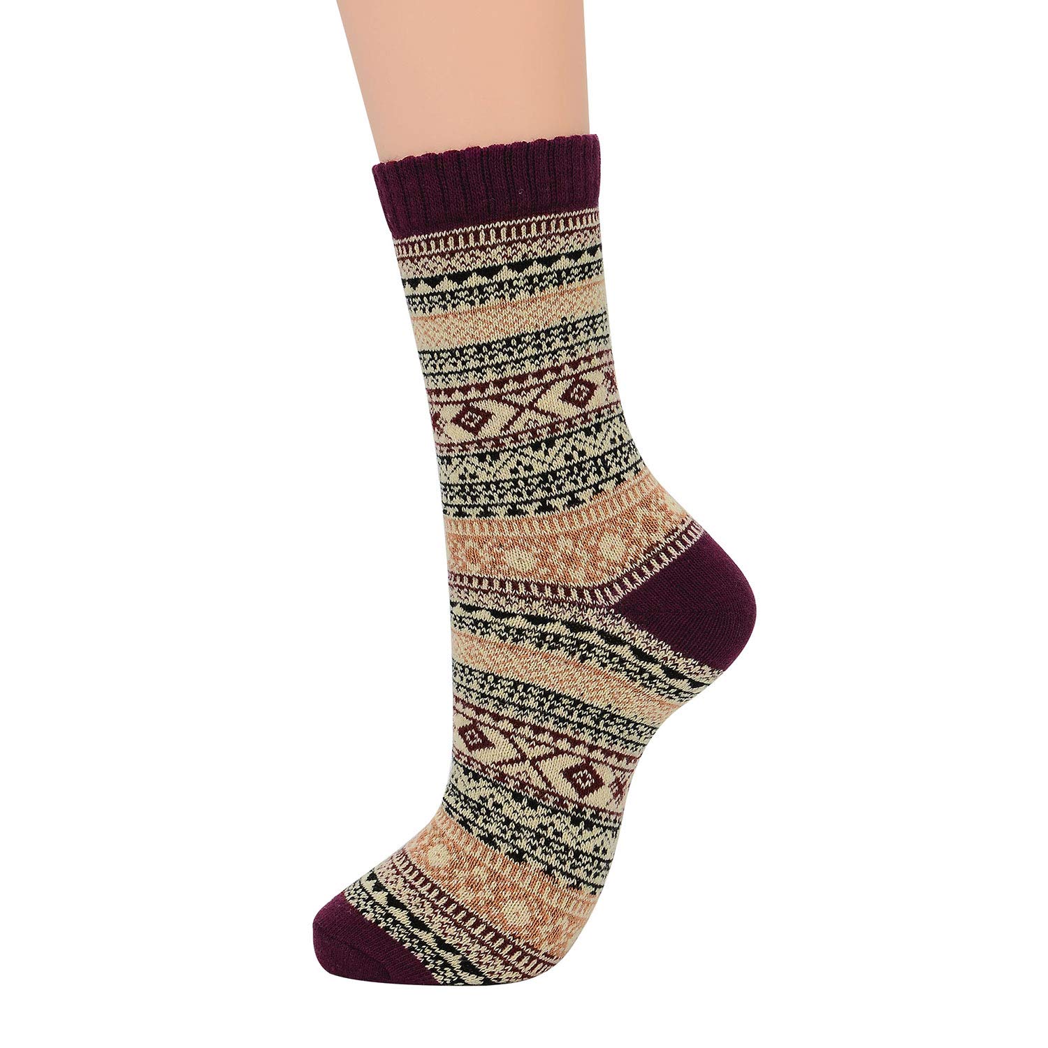 Zando Women's Merino Wool Hiking Socks - Warm Winter Athletic Crew Socks for Women, Soft Thick Mid Calf Socks - Perfect for Outdoor Activities, Hiking, Camping & Cold Weather Comfort