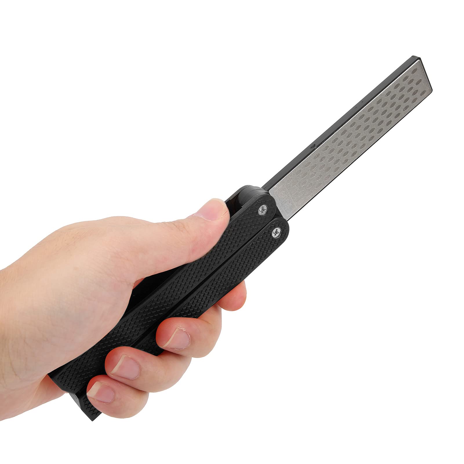 Portable Fan-Shaped Knife Sharpener for Kitchen, Camping & Picnic (Black)