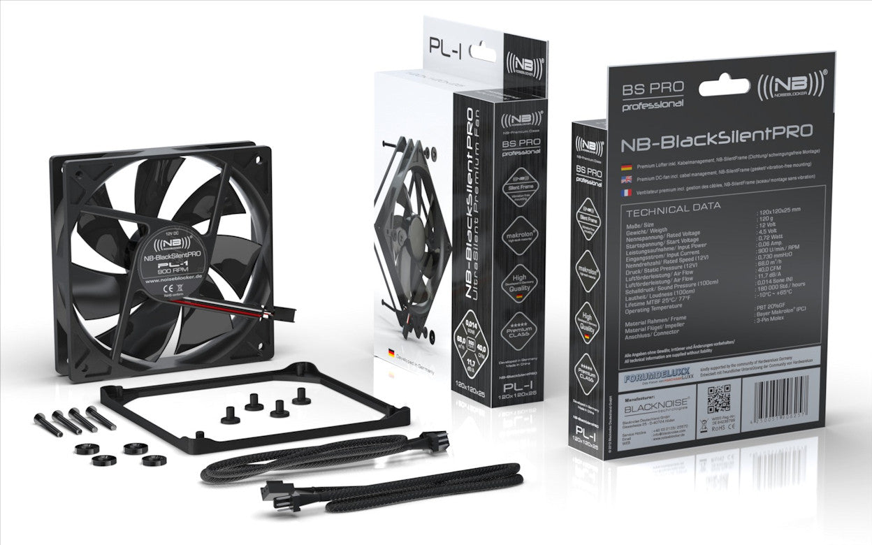 120x120x25mm Black Silent PRO Fan - Noise Blocker Cooling Fan for PC, Gaming Rig & Workstation - Ultra Quiet Computer Case Fan for Optimal Airflow & Cooling Performance