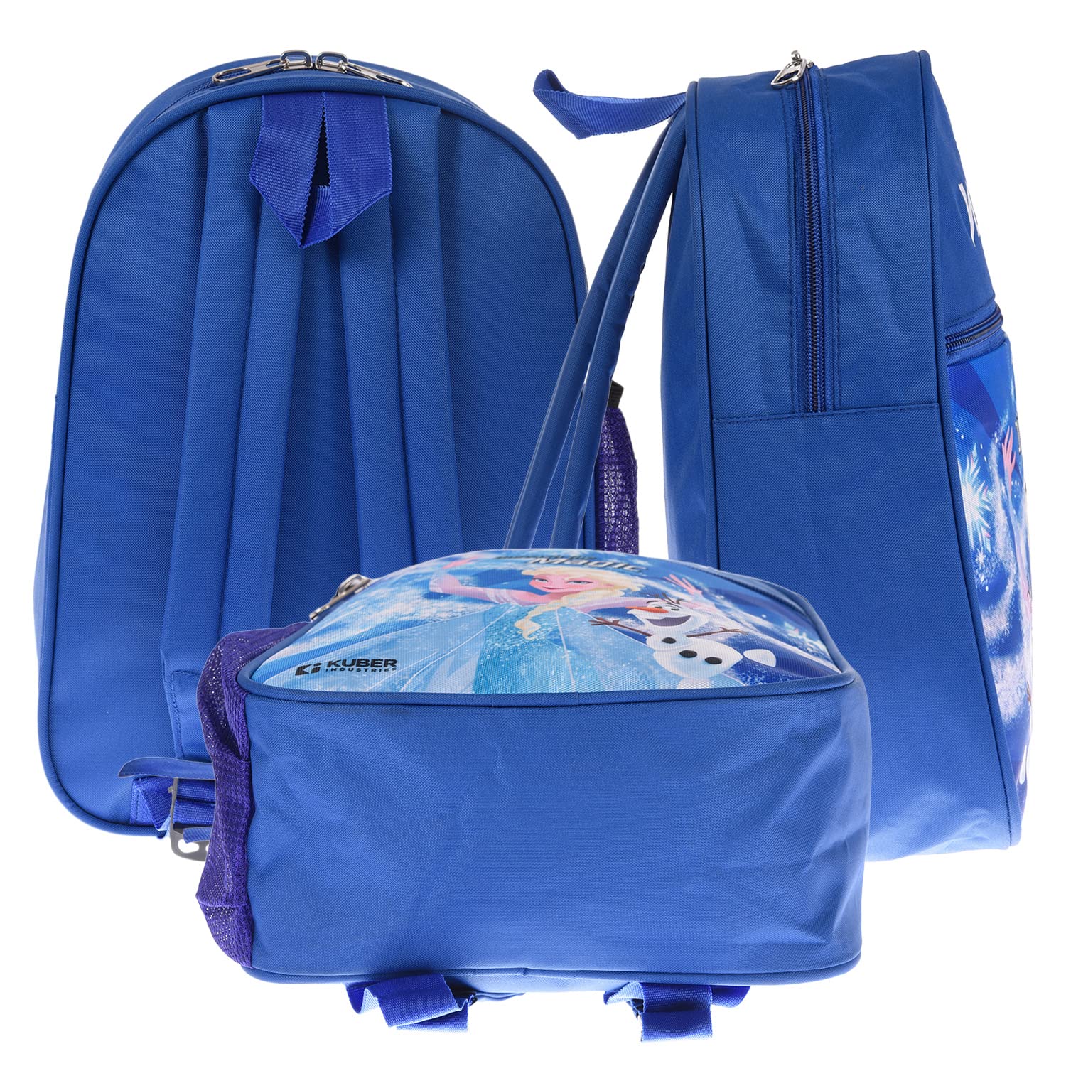 Disney Frozen Kids School Backpack - 2 Compartment Blue Rexine Bookbag for Girls with Zipper Closure | Small Size School Bag for Children | Perfect for Elementary School, Daycare & Travel