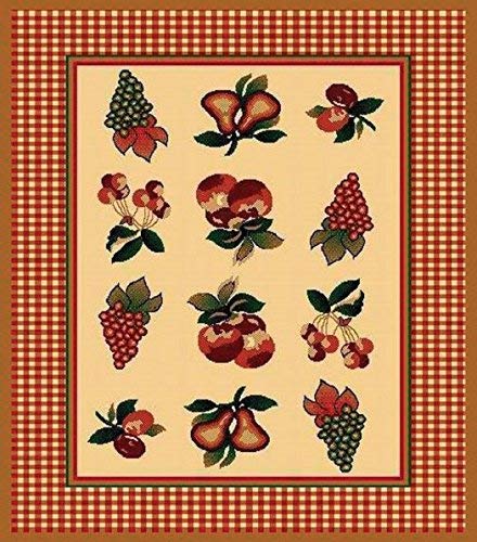 Champion Fruits Kitchen Rug - Apple, Grapes, Pears & Cherries Design Non-Slip Area Rug 5'3