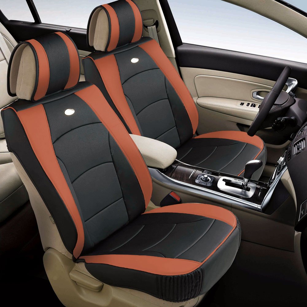 Premium FH Group Ultra Comfort Faux Leather Car Seat Cushions - Highest Grade Memory Foam Support for Cars, Trucks & SUVs (Brown/Black) | Universal Fit Front Seat Covers with Gift | Perfect for Long Drives, Commuting & Road Trips