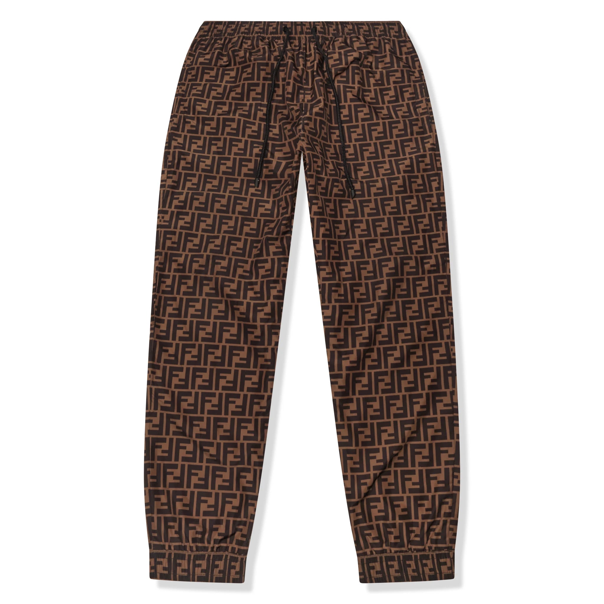Vintage Fendi FF Logo Brown Nylon Track Pants - Authentic Designer Joggers for Women | Perfect for Casual Wear, Gym & Street Style Fashion