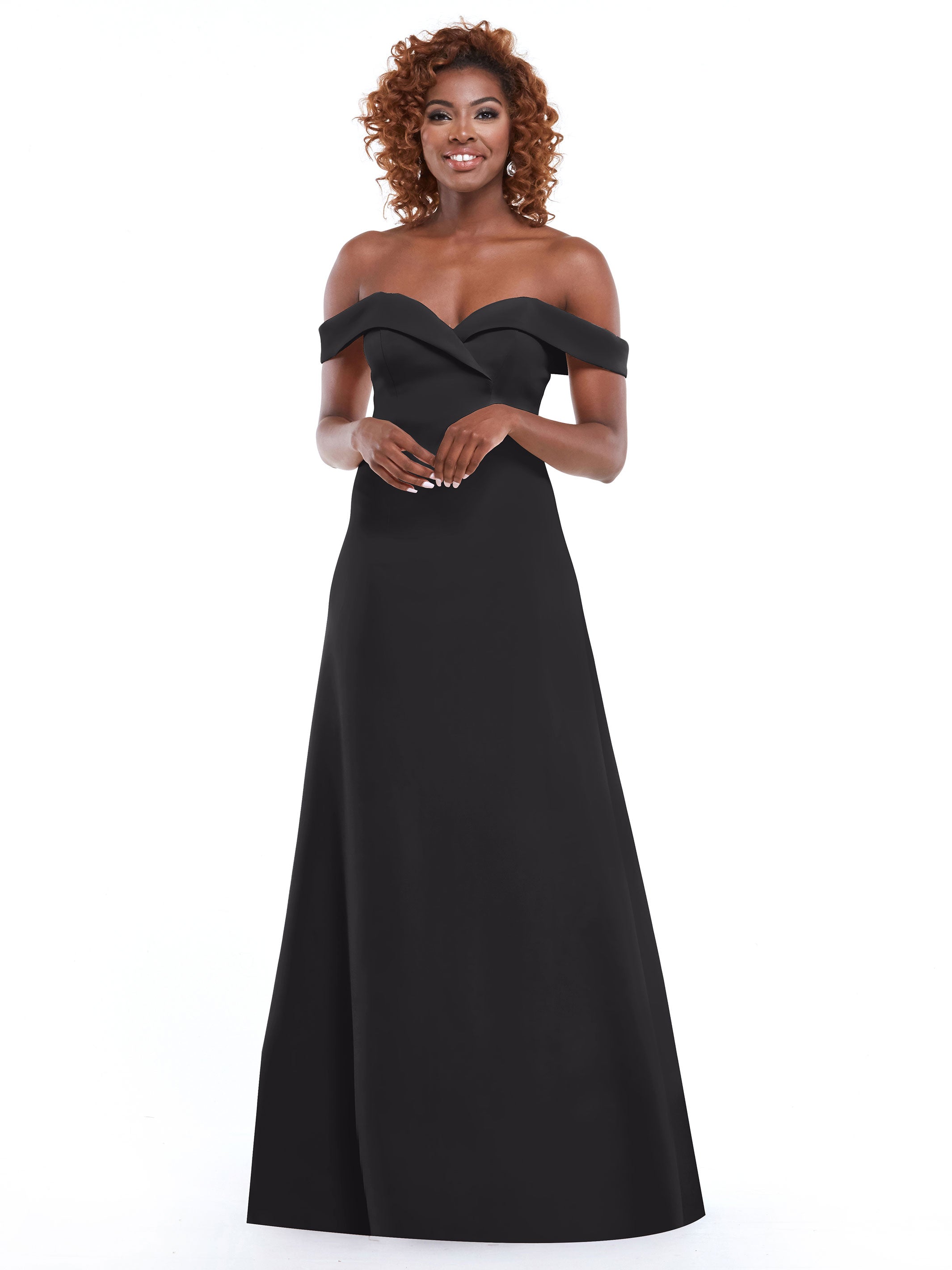 Elegant Off-The-Shoulder Double Knit A-Line Bridesmaid Dress 83050 - Perfect for Weddings, Formal Events & Special Occasions