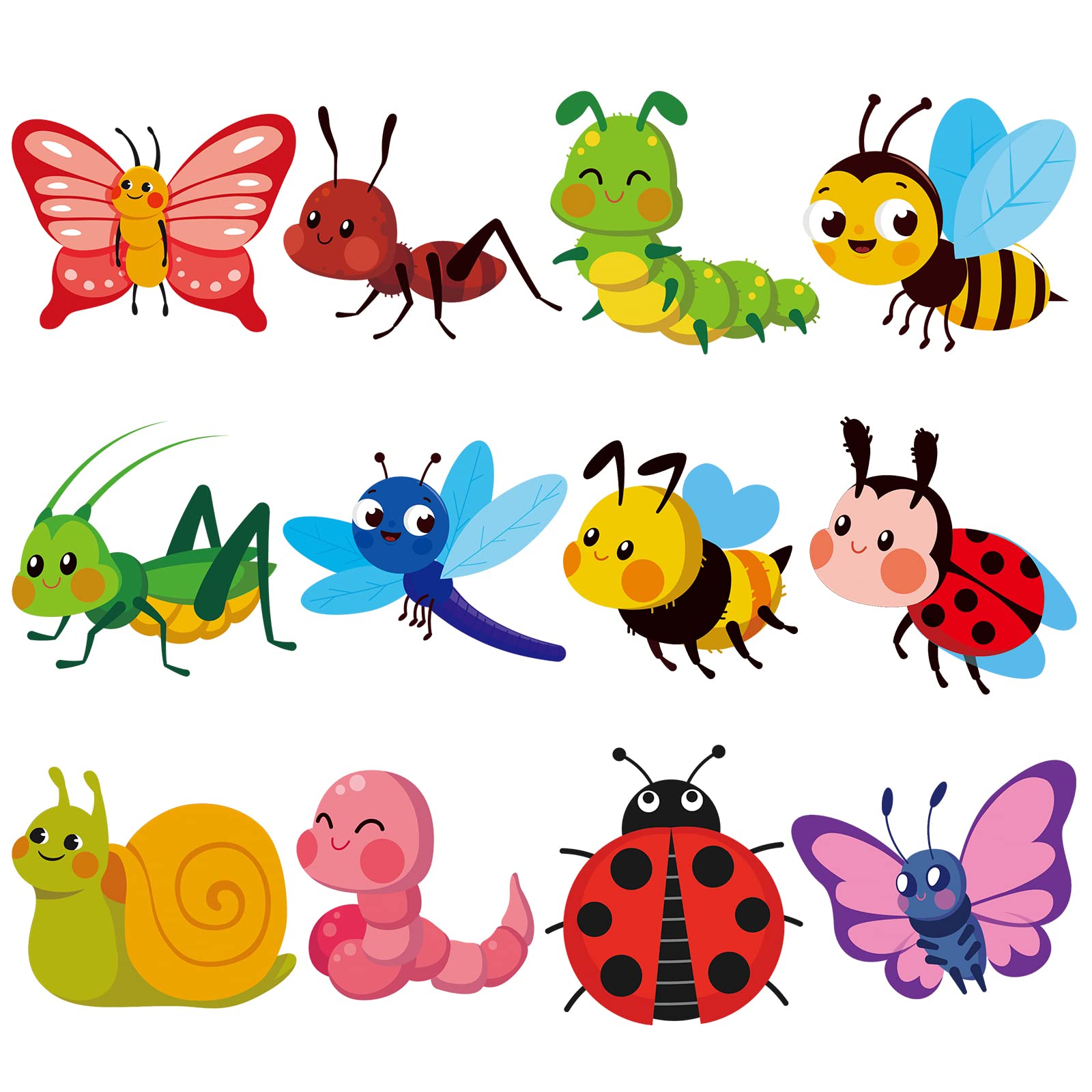 96 Pcs Spring Summer Flower Bee Butterfly Paper Cutouts - Colorful Animal Wall Decals & Bulletin Board Decorations with Glue Points - Perfect for Classroom, Party, Home Decor & Spring Themed Events