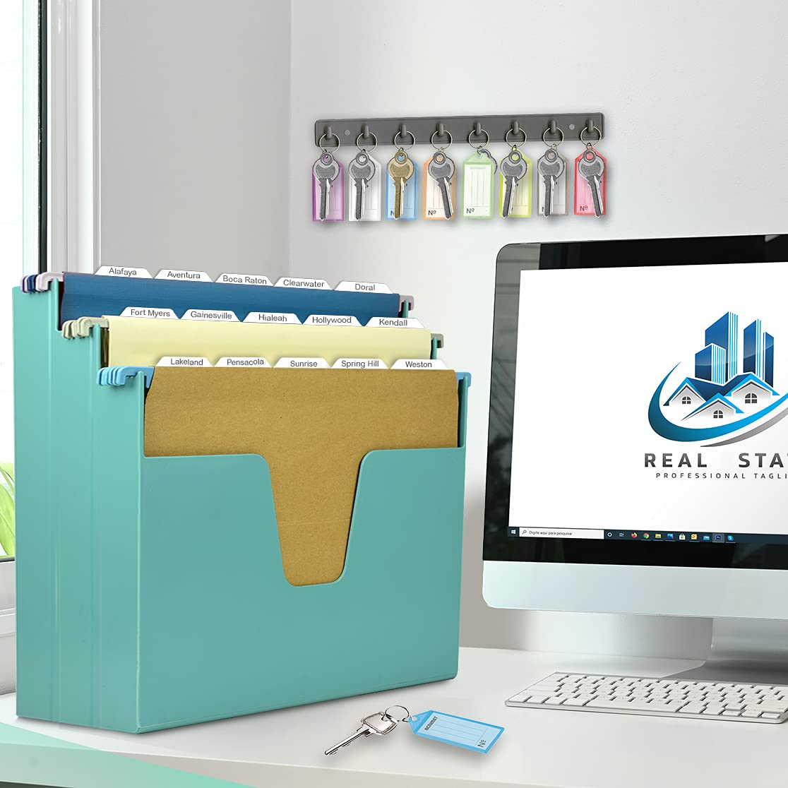 Acrimet 3-Tier Hanging File Folder Organizer - Horizontal Plastic File Box for Letter & A4 Size Documents (Solid Green) - Perfect for Office, Home, or School Organization