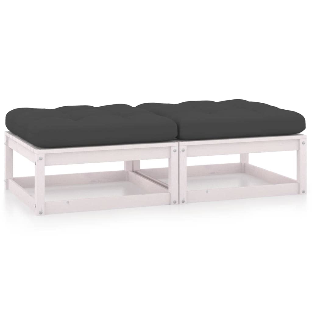 **Outdoor Patio Footstools with Cushions - 2-Piece Solid Pinewood Set - All-Weather Sectional Sofa for Patio, Porch, Backyard & Balcony - Perfect for Relaxing, Lounging & Entertaining**