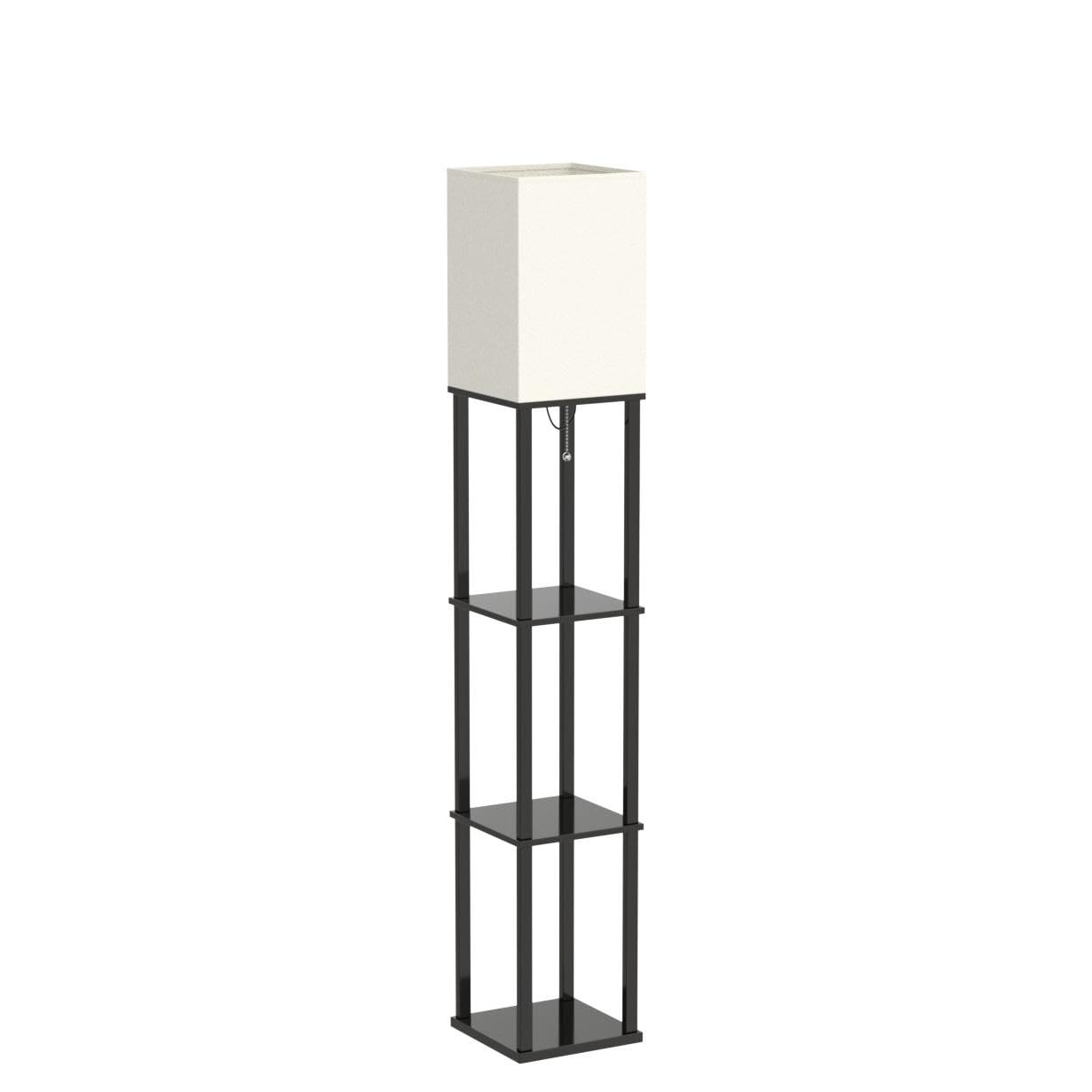 Addlon 4-Tier Modern Shelf Floor Lamp with 3CCT LED Bulb - Adjustable Brightness Display Lamp for Living Room, Bedroom, Office - Space-Saving Storage & Lighting Solution (Black)