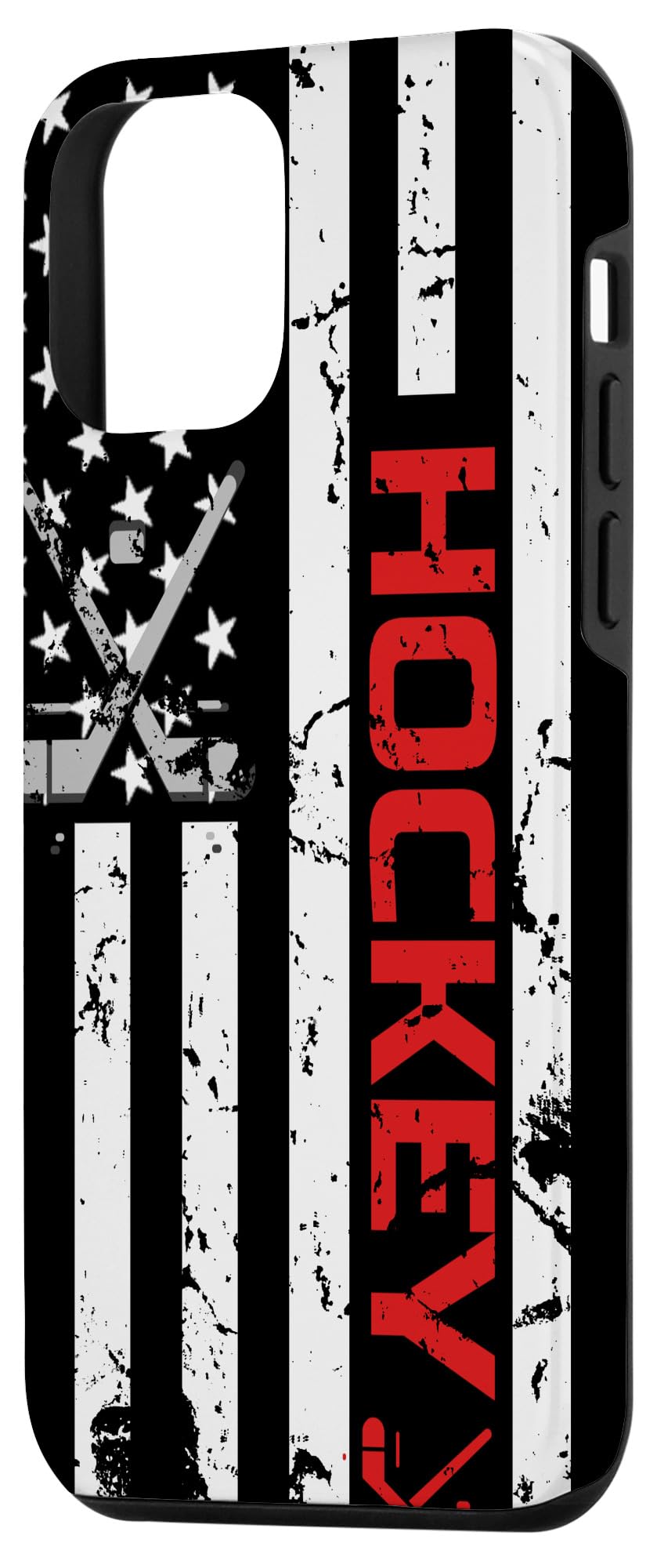 iPhone 12 Mini Hockey Phone Case with Red American Flag Design - Perfect Gift for Hockey Lovers | Durable Protection for Games & Daily Use