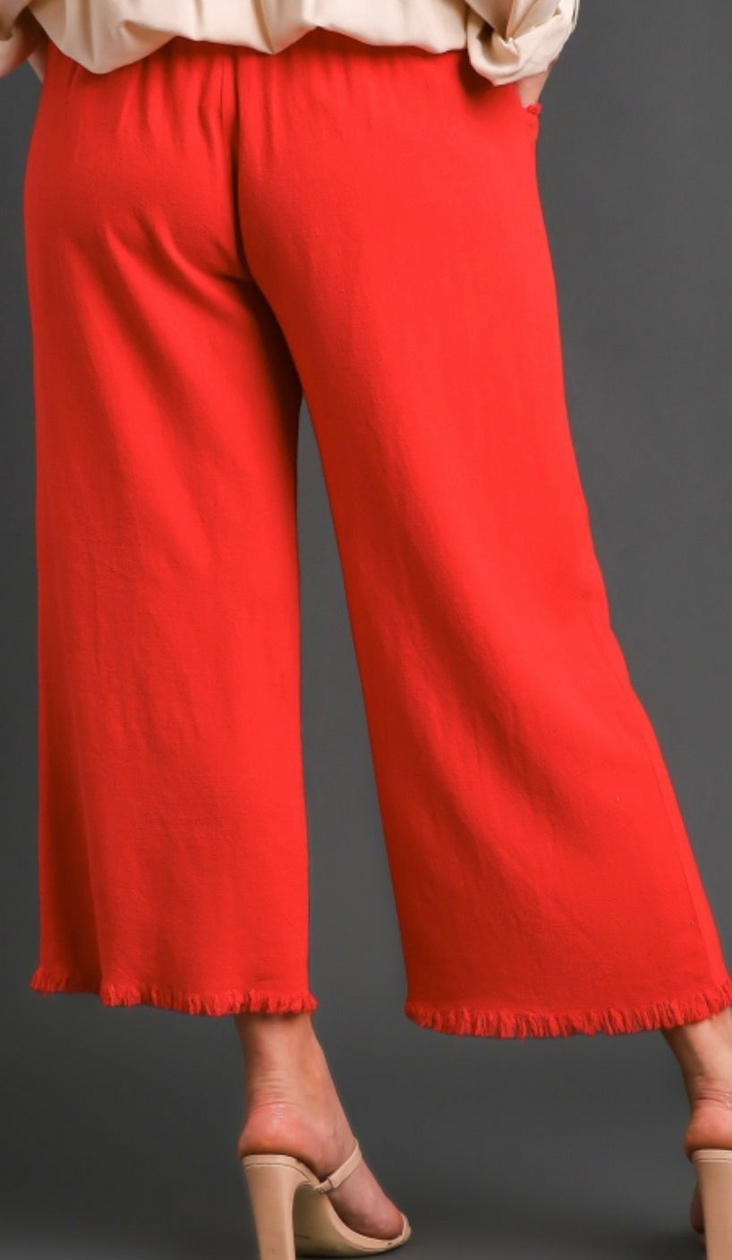 Villa Freyed Linen Pants for Women - Soft Breathable High Waisted Wide Leg Trousers - Perfect for Summer, Beach, and Casual Wear