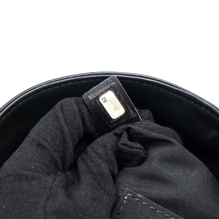 Chanel Chic Black Lambskin Chevron Quilted Bucket Bag with Handle - Luxury Women's Shoulder Bag for Work, Travel & Evening Events