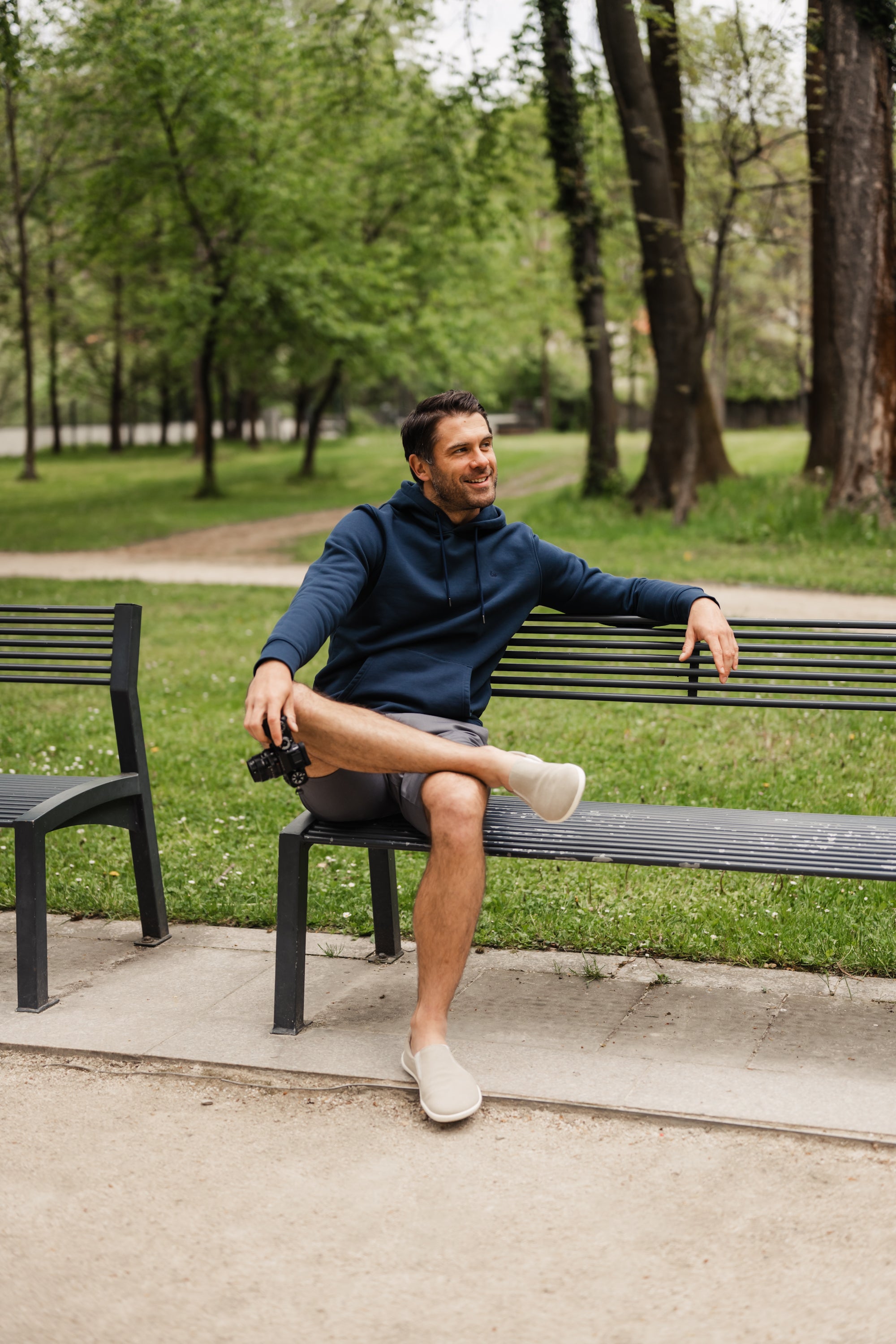 Men's Hoodie Be Lenka Essentials - Dark Blue Pullover Sweatshirt for Casual Wear, Gym & Outdoor Activities