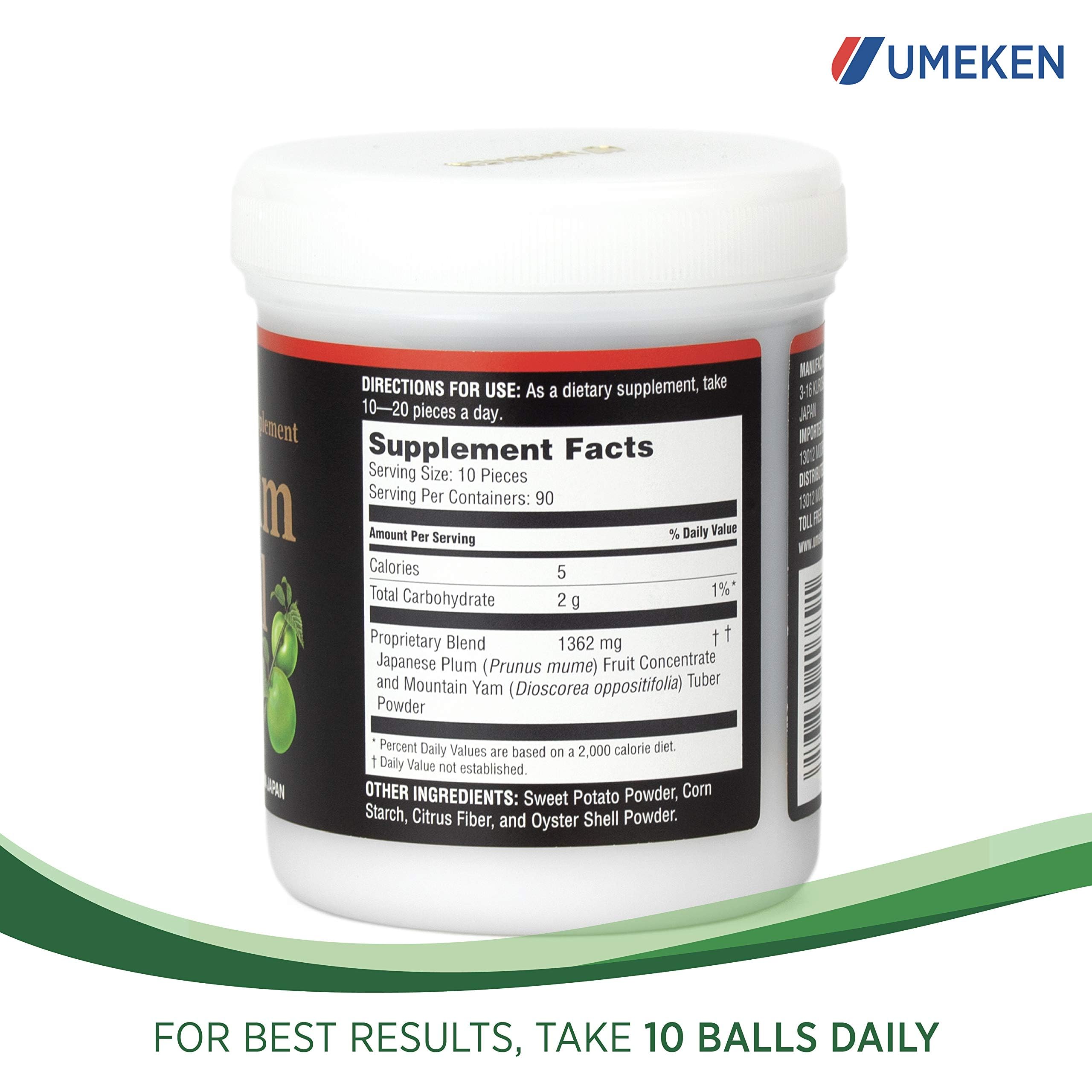 Umeken Plum Ball EX - Premium Japanese Green Plum Extract Supplement with Antioxidants, Citric Acid & Mumefural (6.4oz/180g, 3 Month Supply) - Immune Support & Energy Boost for Daily Wellness, Workout Recovery & Healthy Lifestyle