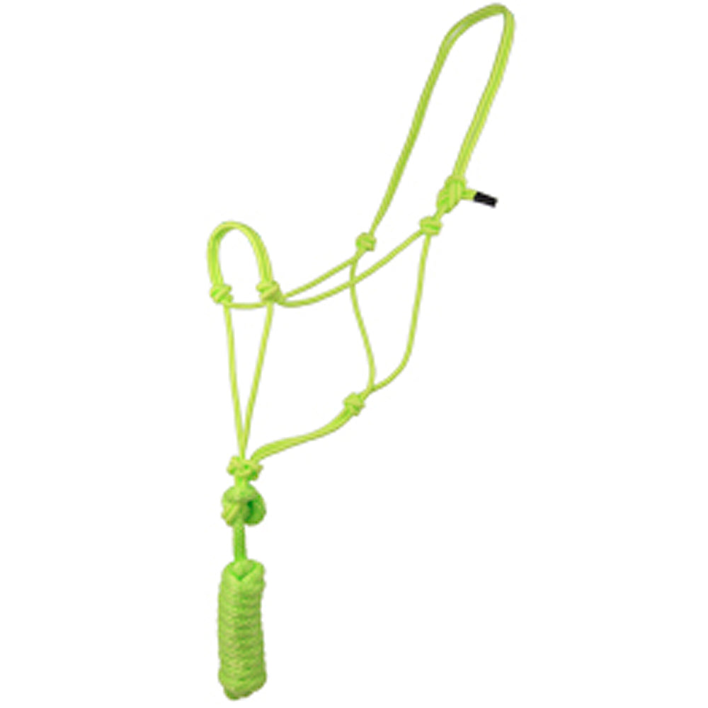 8 Ft Hilason Horse Halter - Durable Poly Rope with Lead Rope for Training & Grooming - Perfect for Trail Riding, Show Prep & Daily Horse Care (Lime Green)