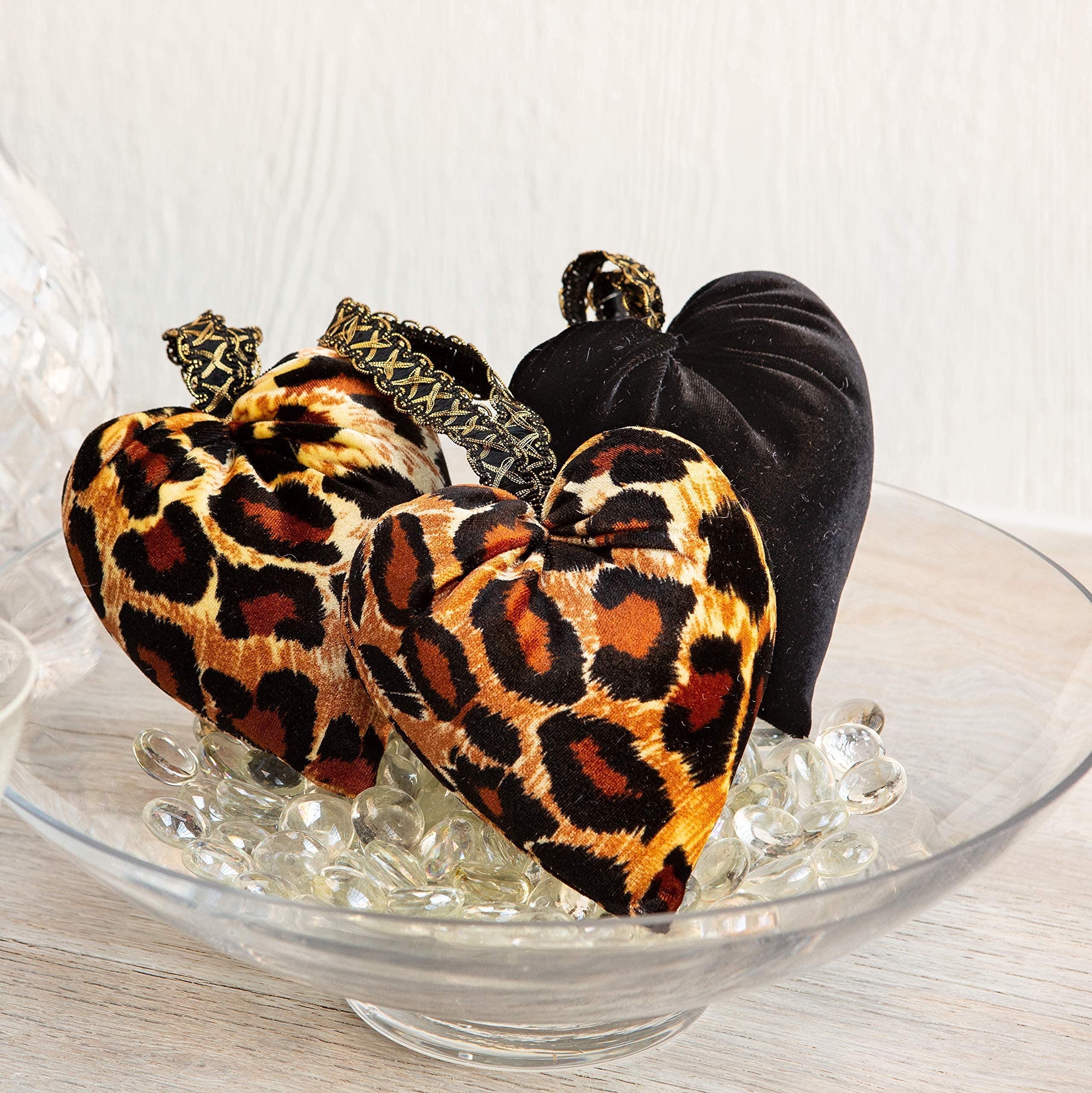 Leopard Velvet Hearts Set - Safari Nursery & Whimsigoth Decor for Home