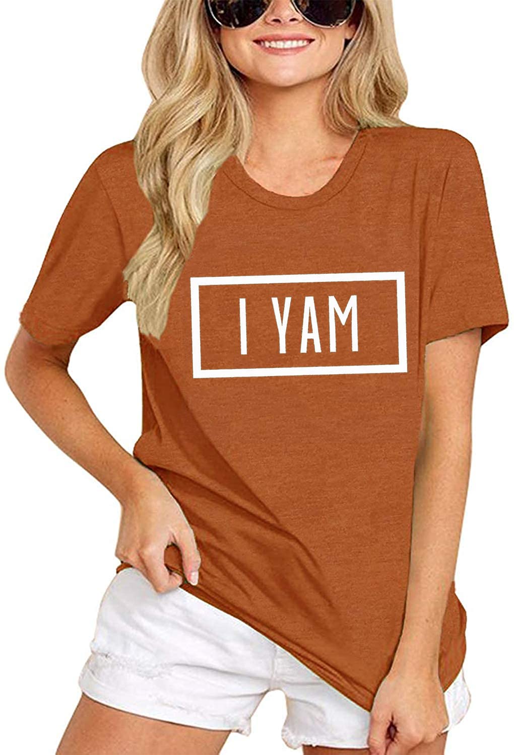 Thanksgiving Matching Couples T-Shirt - 'She's My Sweet Potato I Yam' Funny Couple Shirts for Husband & Wife | Short Sleeve Casual Cotton Tops for Family Gatherings & Holiday Photos